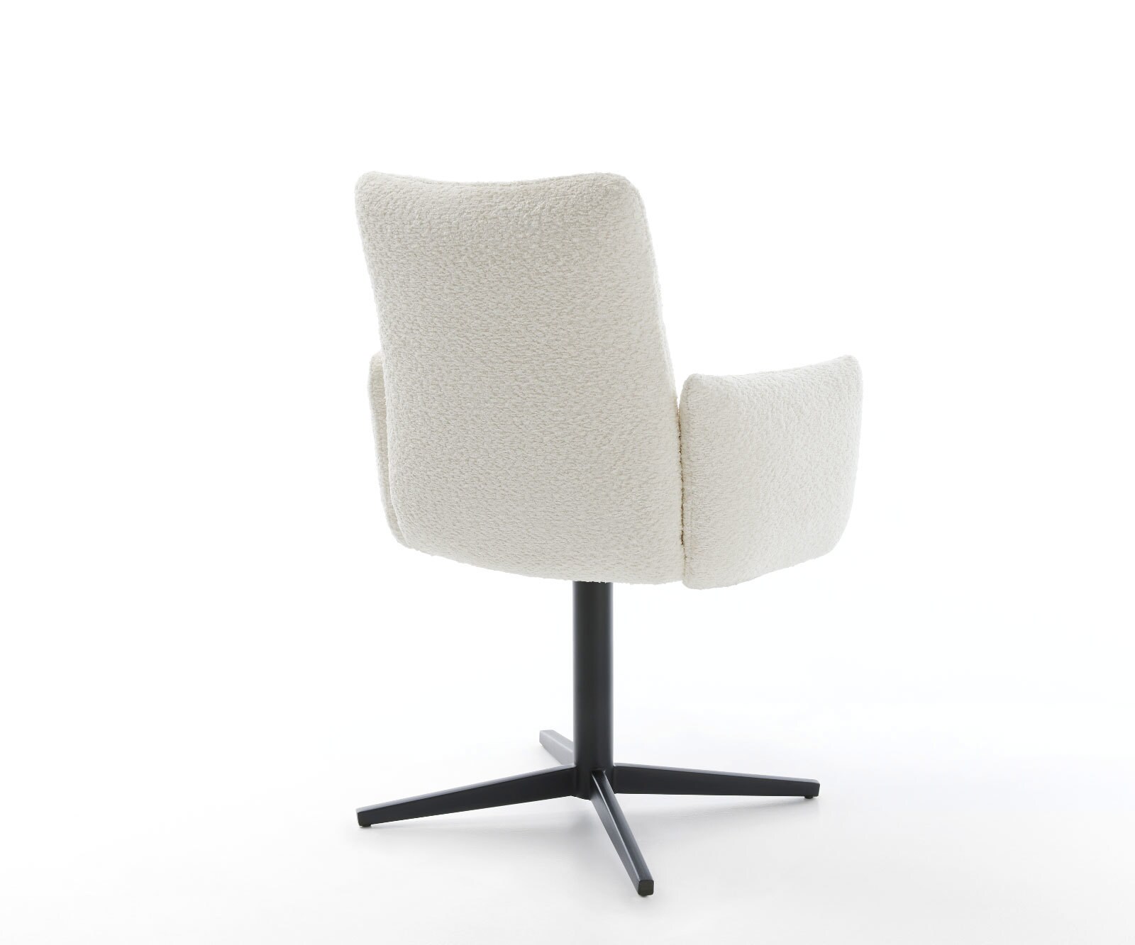 Draaistoel Jova-Flex met armleuning bouclé wit kruispoot zwart 360° draaibaar pocketveer kern 4