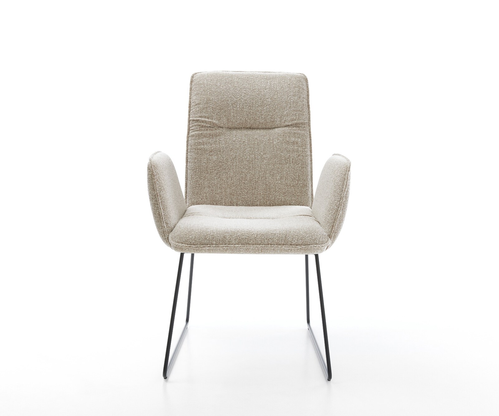 Eetkamerstoel Vinja-Flex geweven stof beige slipframe zwart 1