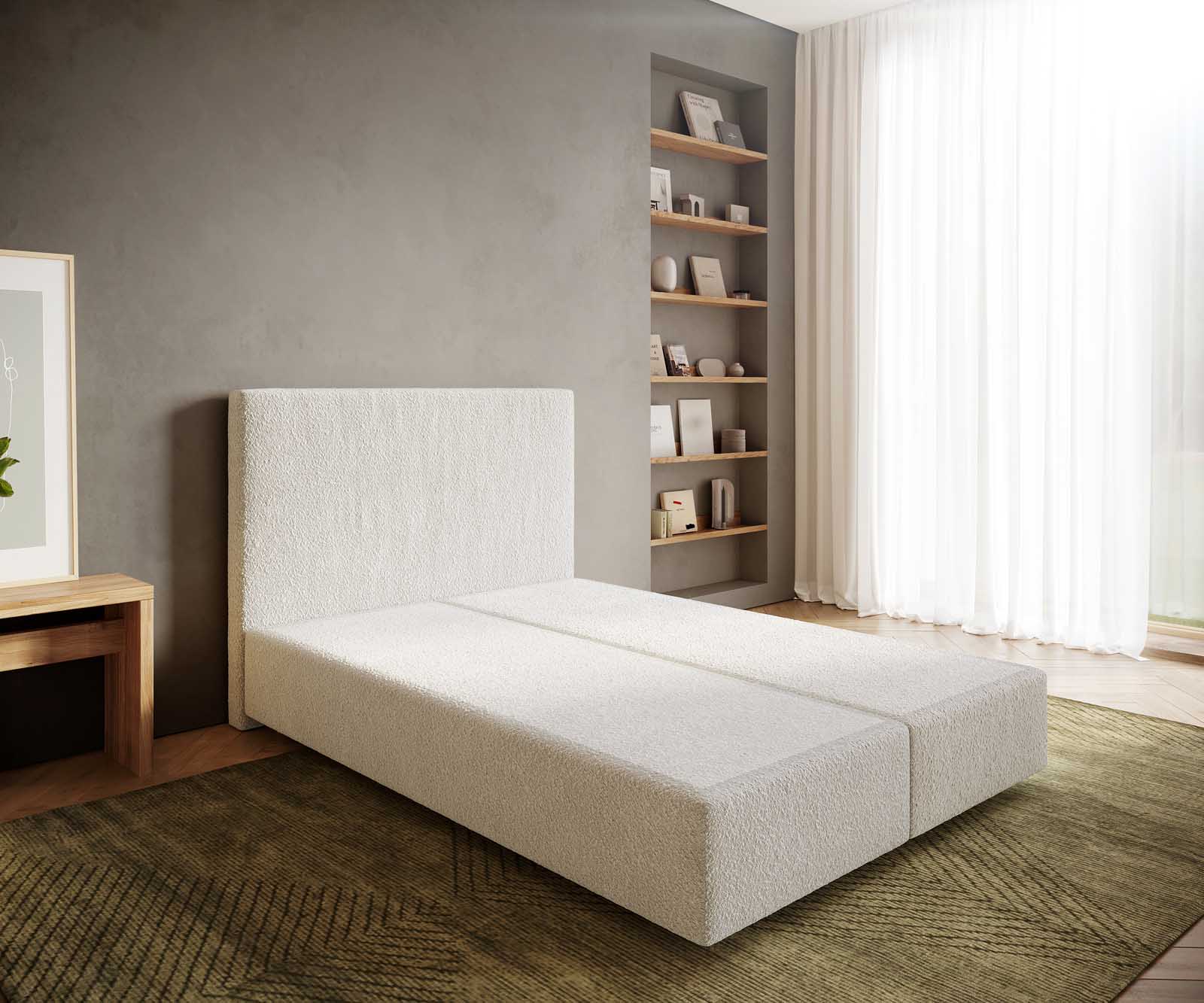 Boxspringframe Dream-Well 140x200 cm Bouclé Crème-Wit
