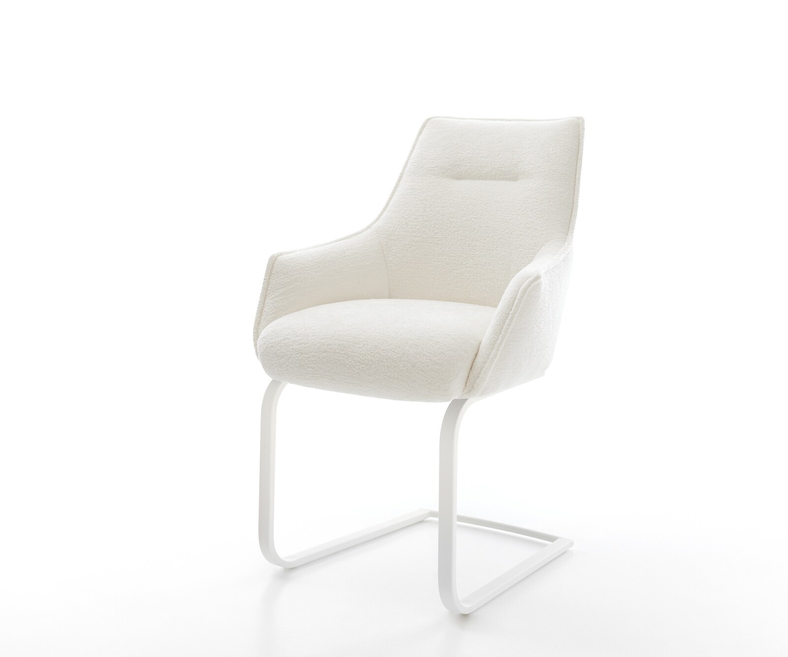 Sledemodel Alja-Flex met armleuning bouclé zacht beige sledemodel vlak wit pocketveer kern 1