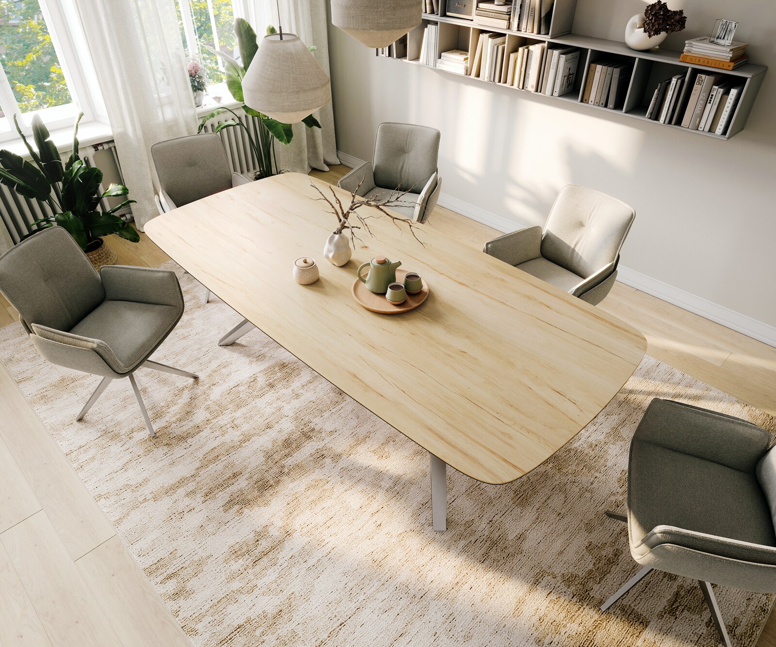 Eettafel Edge Boot 260x120 cm Keramiek Laminam® Sabbia Eichefarbig Zenthara hoekig Roestvrij staal 4