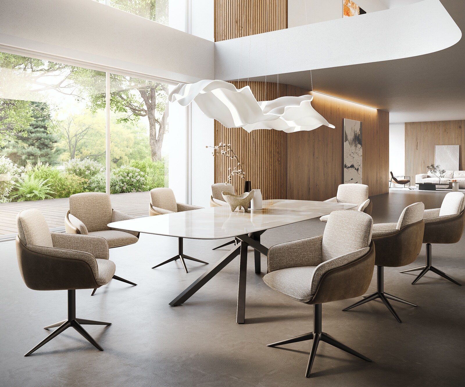 Eetkamertafel Edge Boot 270x120 cm Keramiek Iris FMG Onice Grigio kruisonderstel Rechthoek Zwart 7