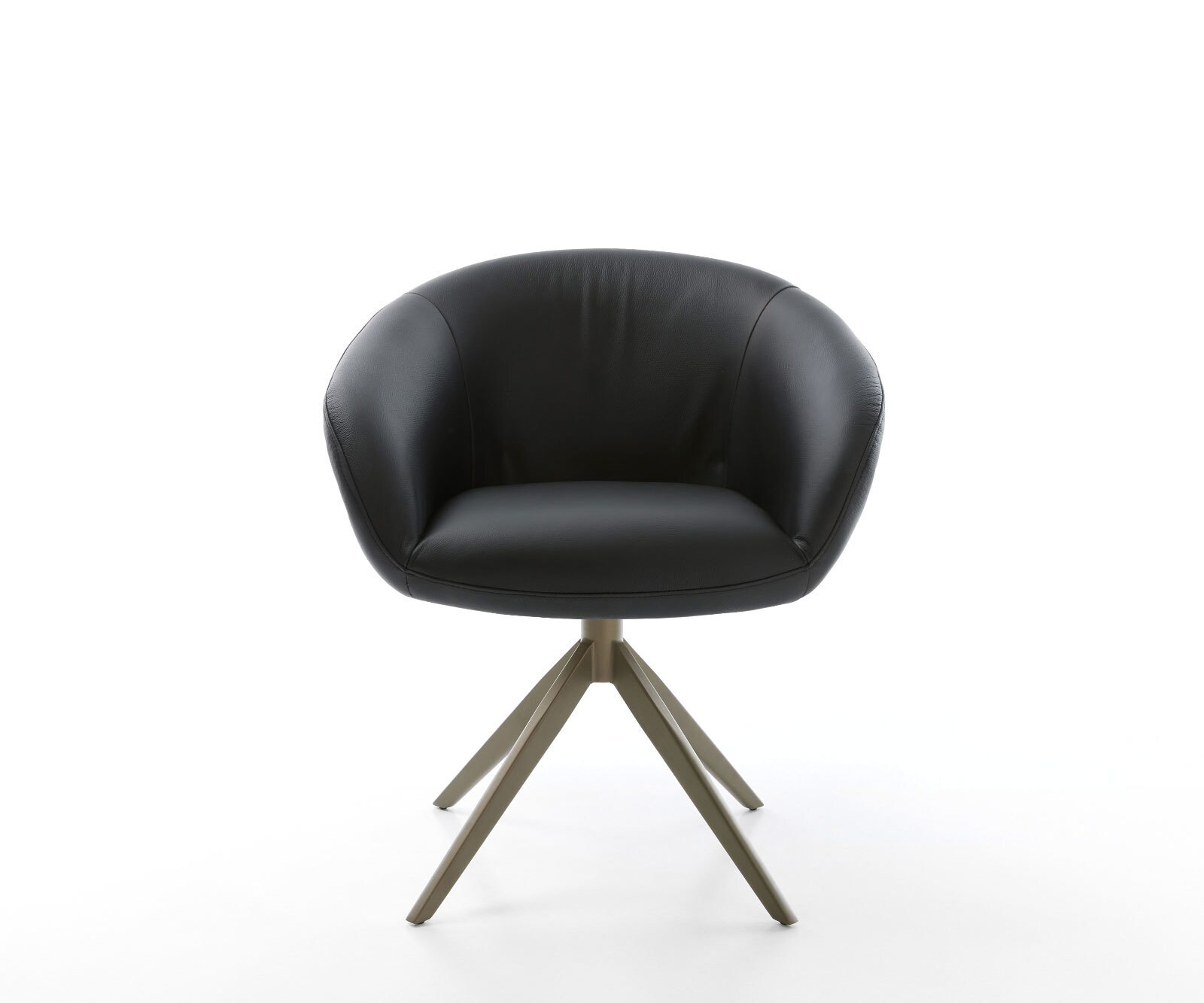 Draaistoel Vinka-Flex met armleuning echt leer zwart kruisframe breed afwerking met titanium 360° draaibaar rocker-functie pocketveer kern 1
