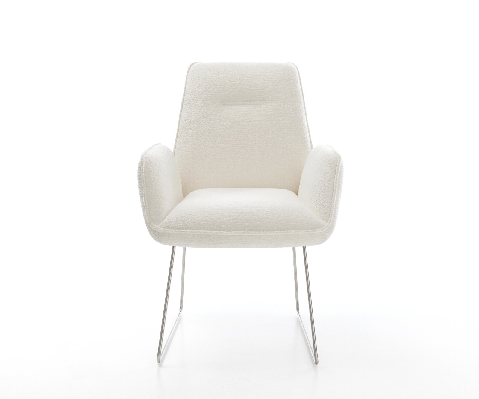 Eetkamerstoel Zoa-Flex bouclé zacht beige slipframe roestvrij staal pocketveer kern 1