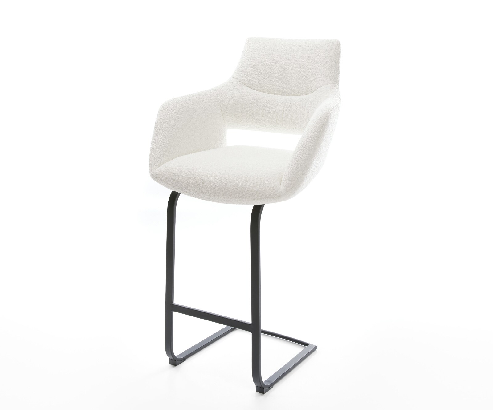 Barstoel Yago-Flex Bouclé Crème-wit Vrijkantelframe plat metaal Zwart Pocketvering 1