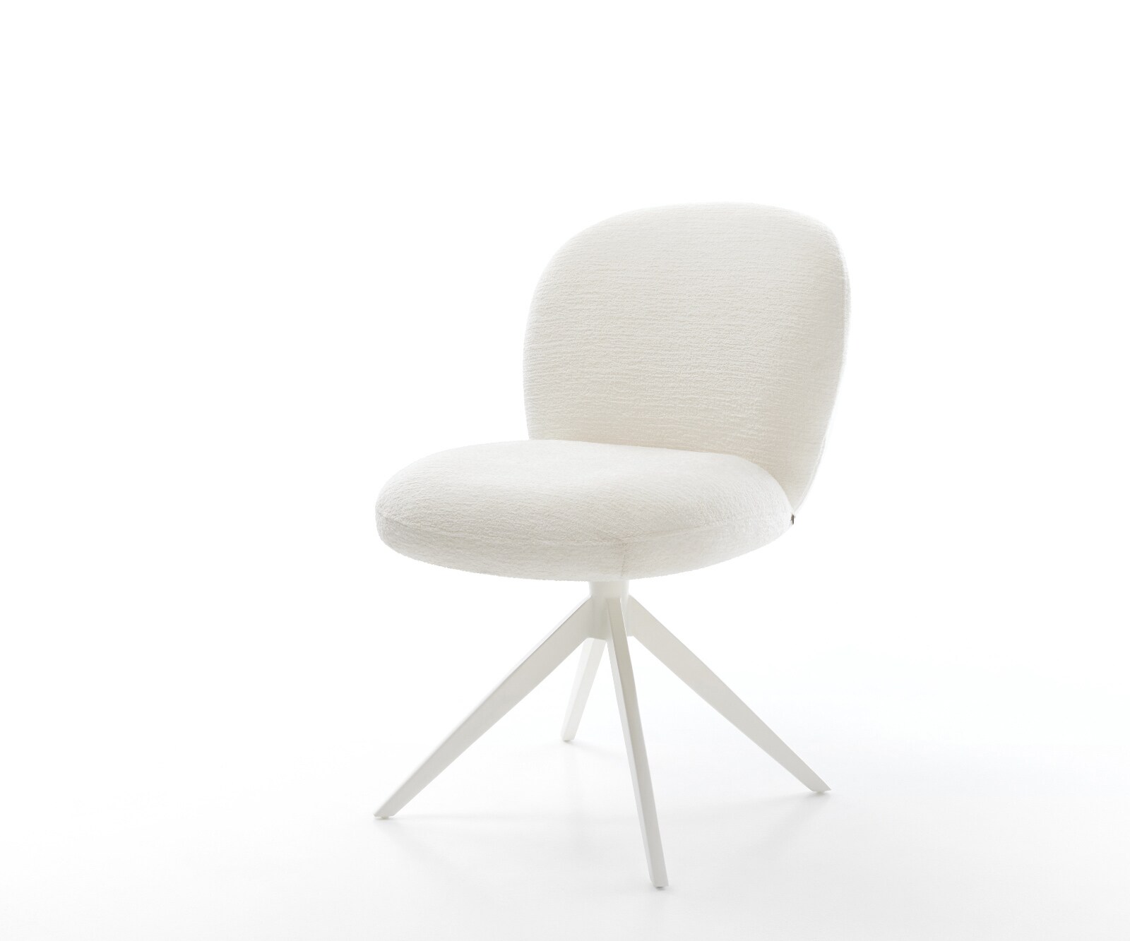 Draaistoel Nube-Flex bouclé zacht beige kruisframe breed wit 360° draaibaar rocker-functie pocketveer kern 1