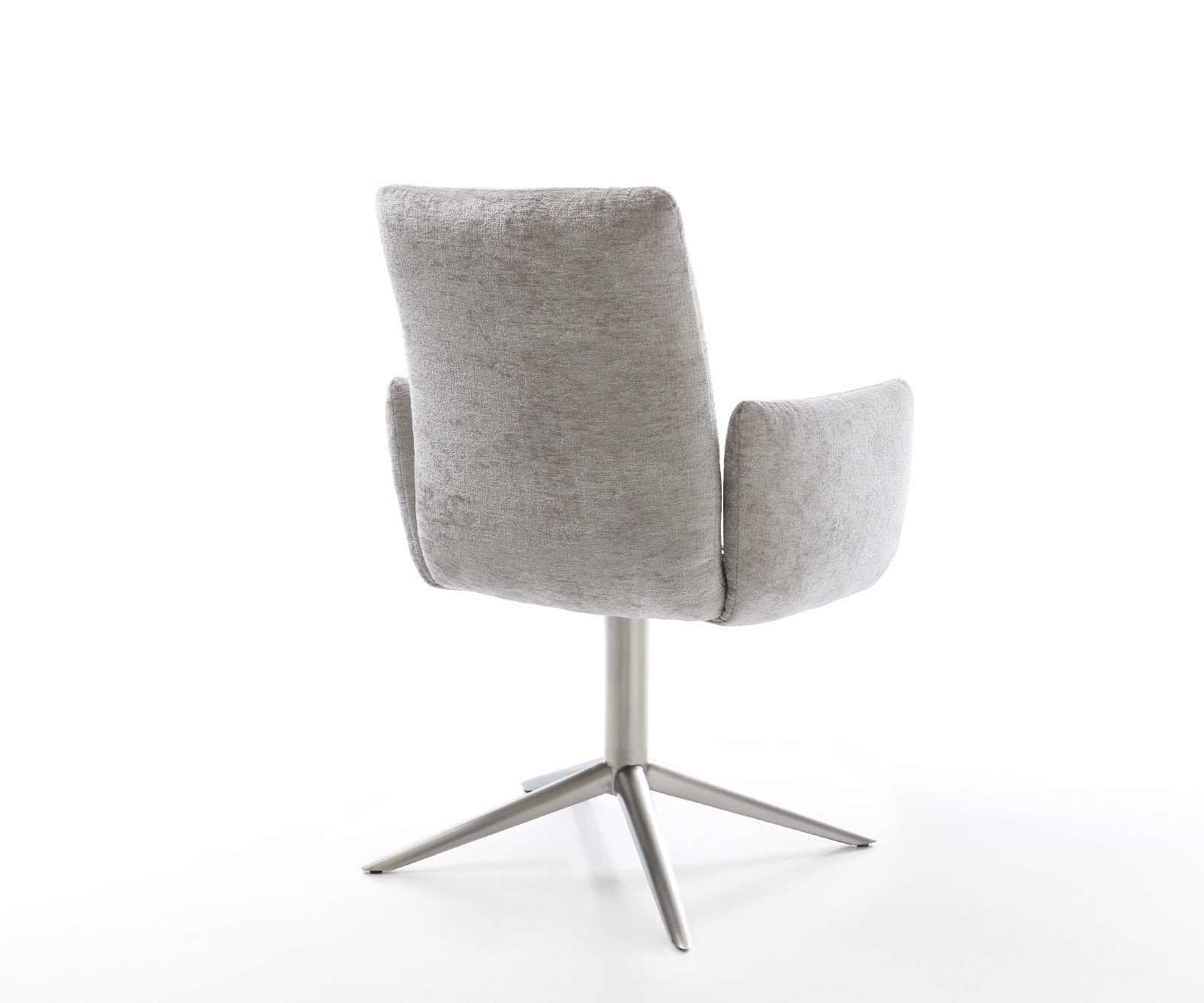 Draaistoel Jova-Flex met armleuning chenille zilver grijs kruispoot roestvrij staal 360° draaibaar rocker-functie pocketveer kern 5