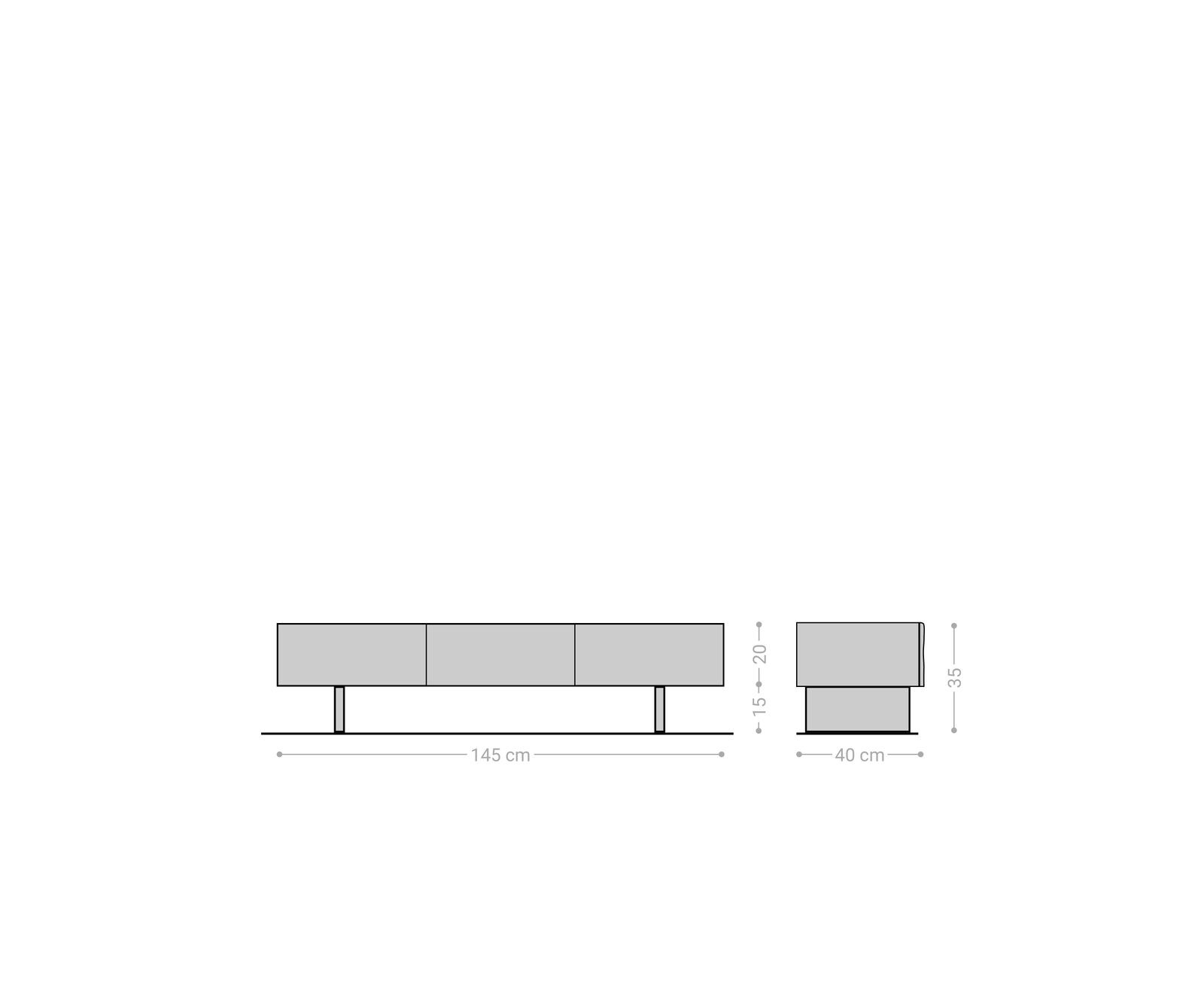 TV-meubel New Live-Edge 145 cm Akazie natuur 3 deuren glazen poot 6