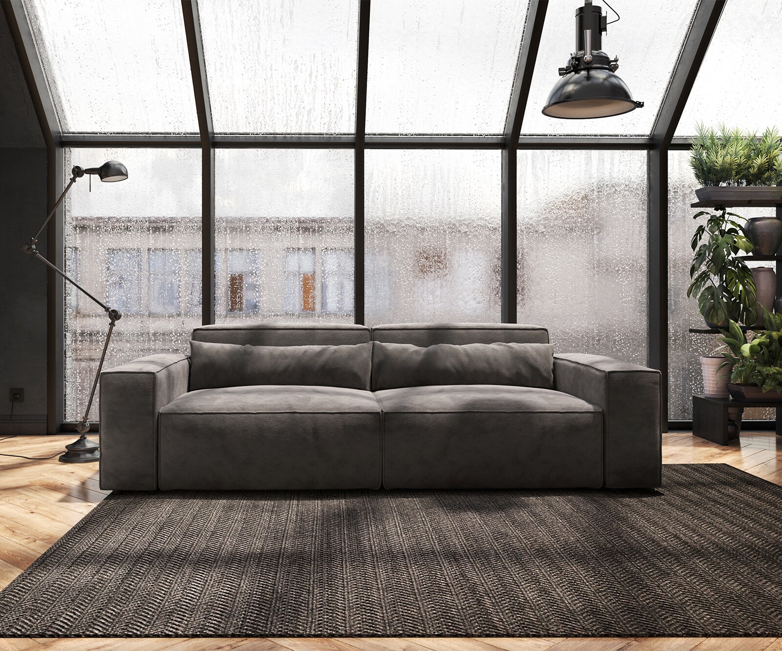 Grote bank Sirpio 230x95 cm microvezel kaki bruin 1