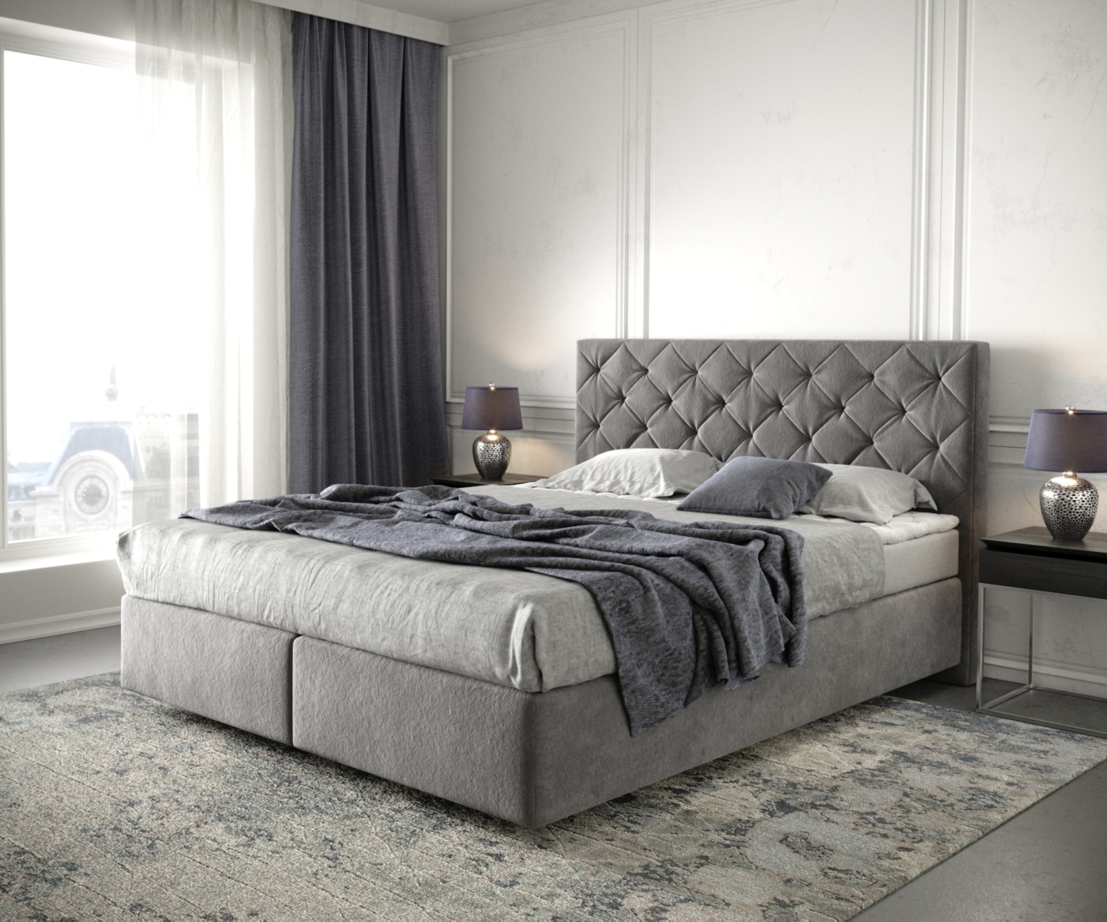 Boxspringbed Dream-Great 160x200 cm Microvezel Taupe met Matras en Topper Boxspringbed Dream-Great 160x200 cm Microvezel Taupe met Matras en Topper
