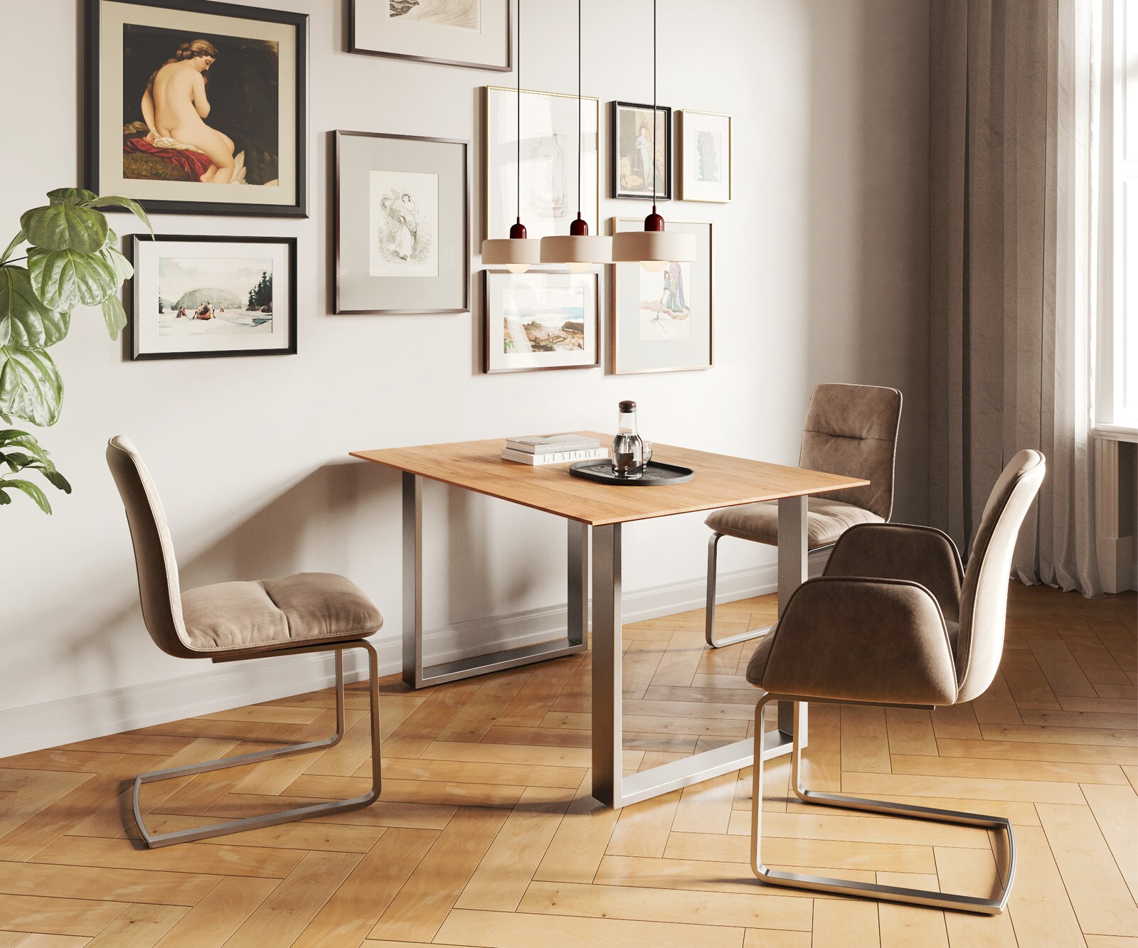 Eettafel Edge 140x90 acacia natuur roestvrijstaal smal Zwitserse rand 5 Eettafel Edge 140x90 acacia natuur roestvrijstaal smal Zwitserse rand 5