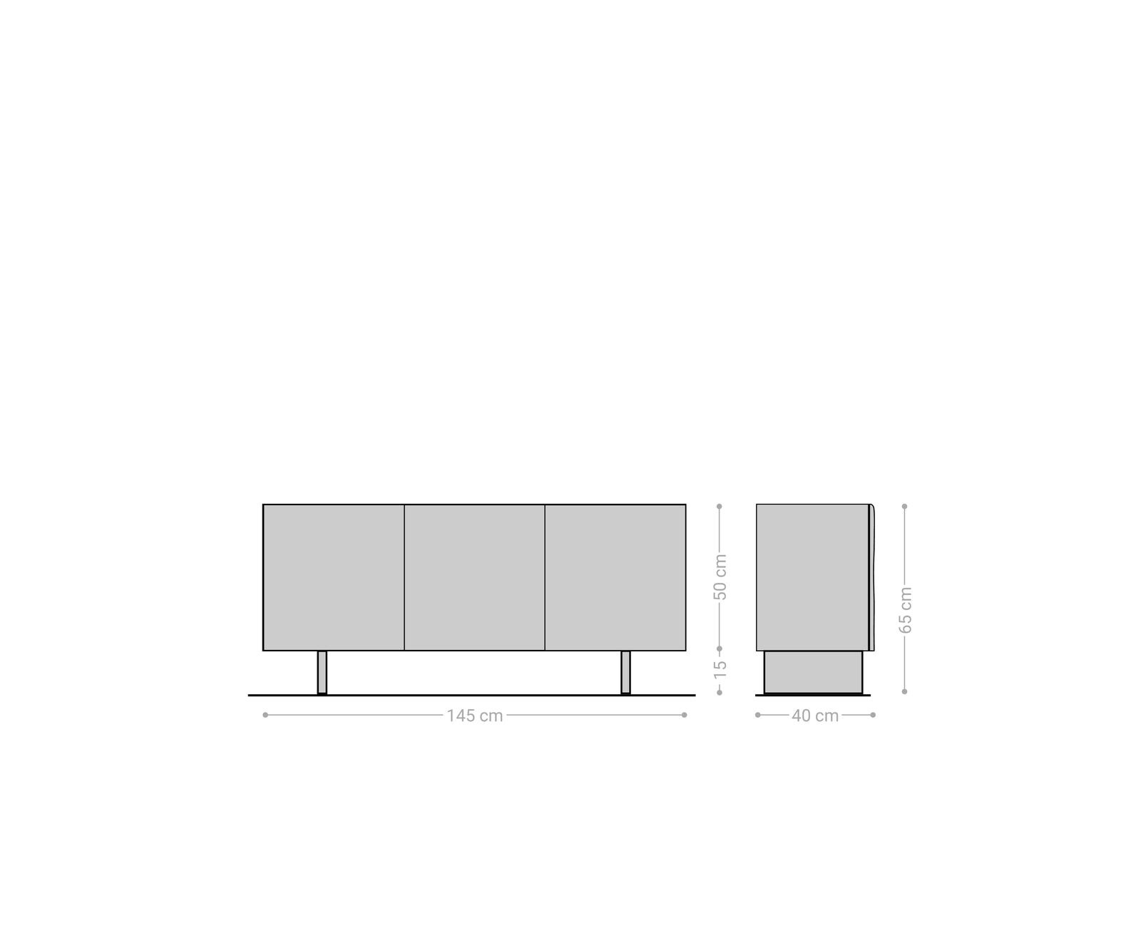 Dressoir New Live-Edge 145 cm acacia natuur 3 deuren poot zweefoptiek metaal zwart 5