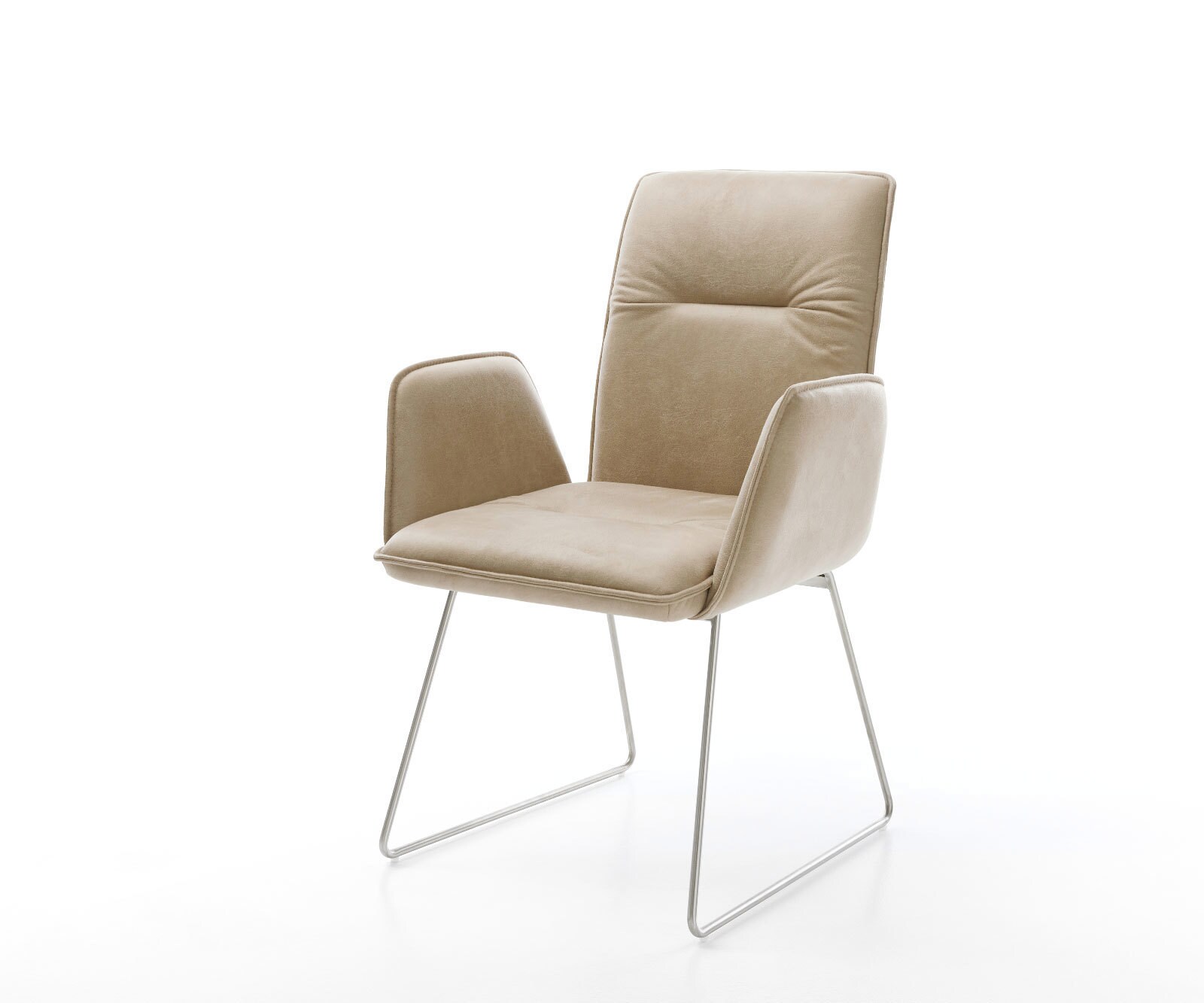 Eetkamerstoel Vinja-Flex microvelours beige vintage slipframe roestvrij staal