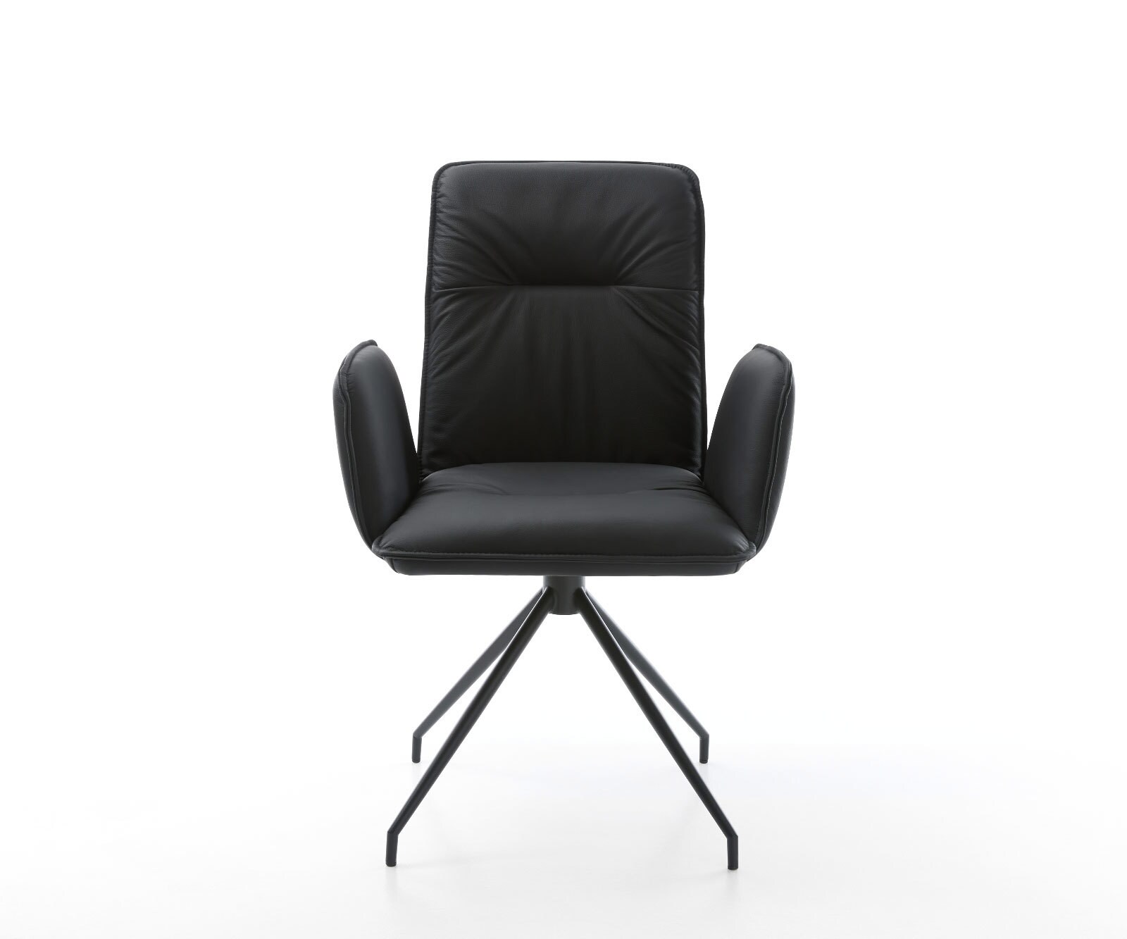 Eetkamerstoel Vinja-Flex echt leer zwart kruisframe conisch zwart 1 Eetkamerstoel Vinja-Flex echt leer zwart kruisframe conisch zwart 1