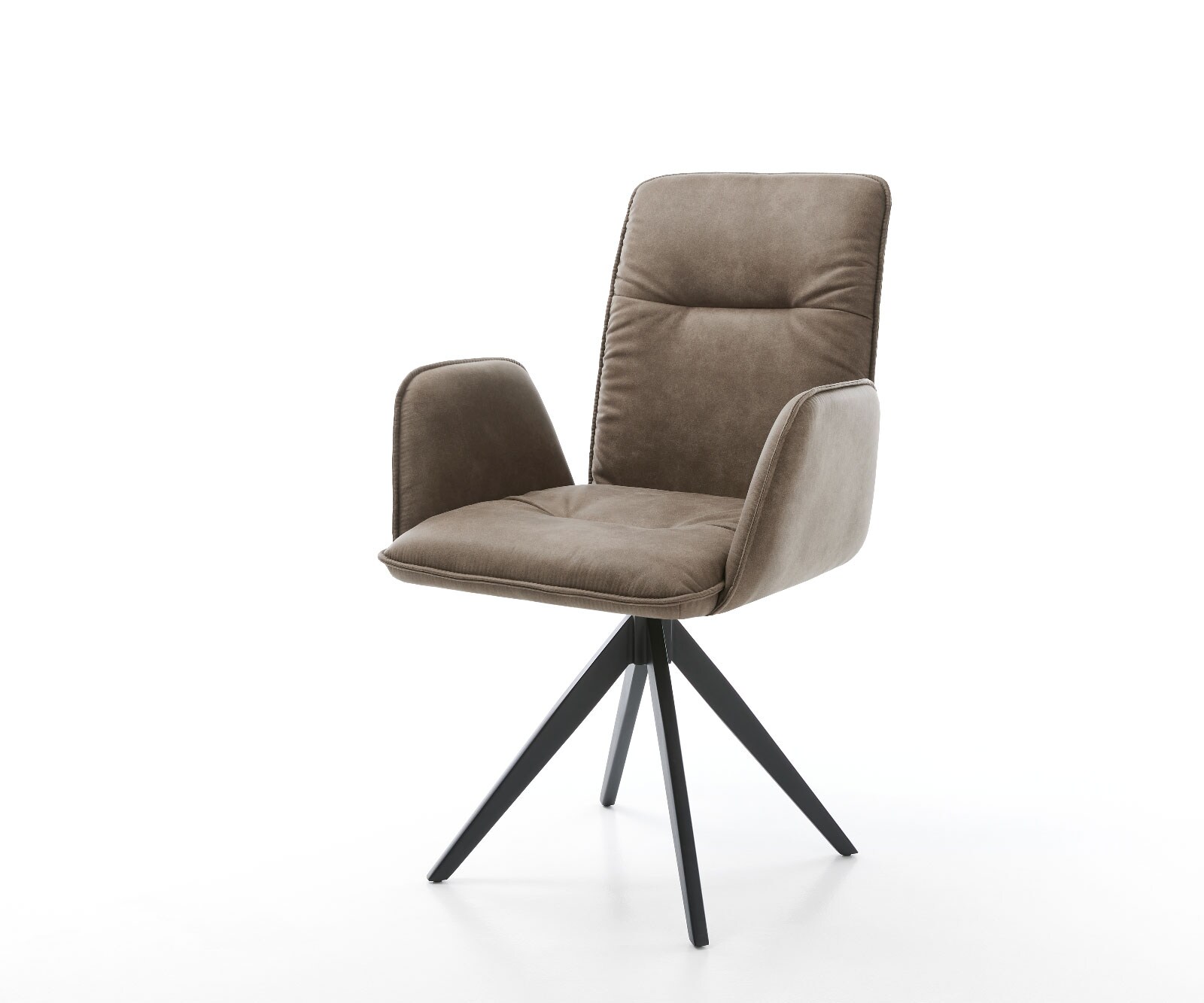 Draaistoel Vinja-Flex taupe vintage kruisframe hoekig zwart 180° draaibaar