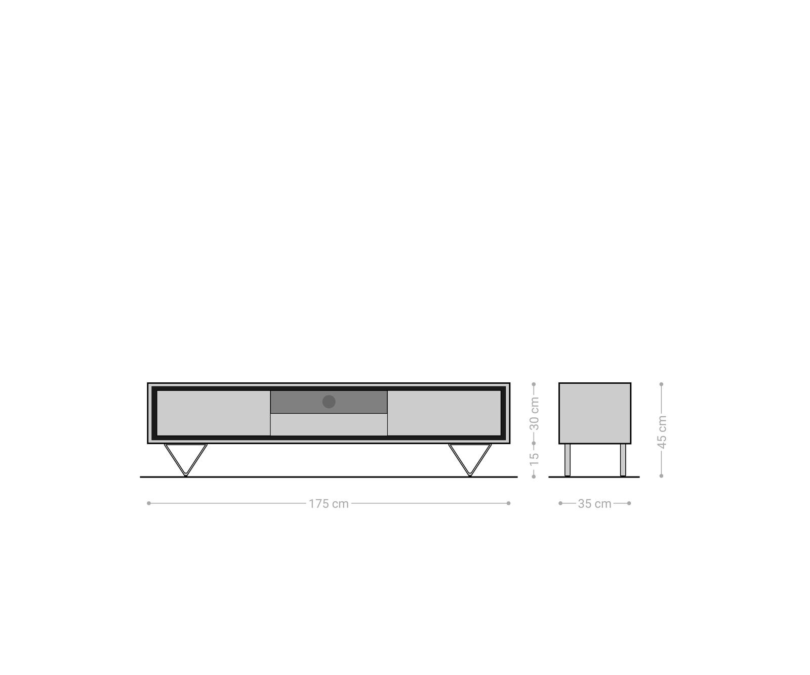 Tv-meubel Stonegrace 175 cm acacia bruin steenfineer 2 deuren 1 lade 1 legplank V-poot zwart 5