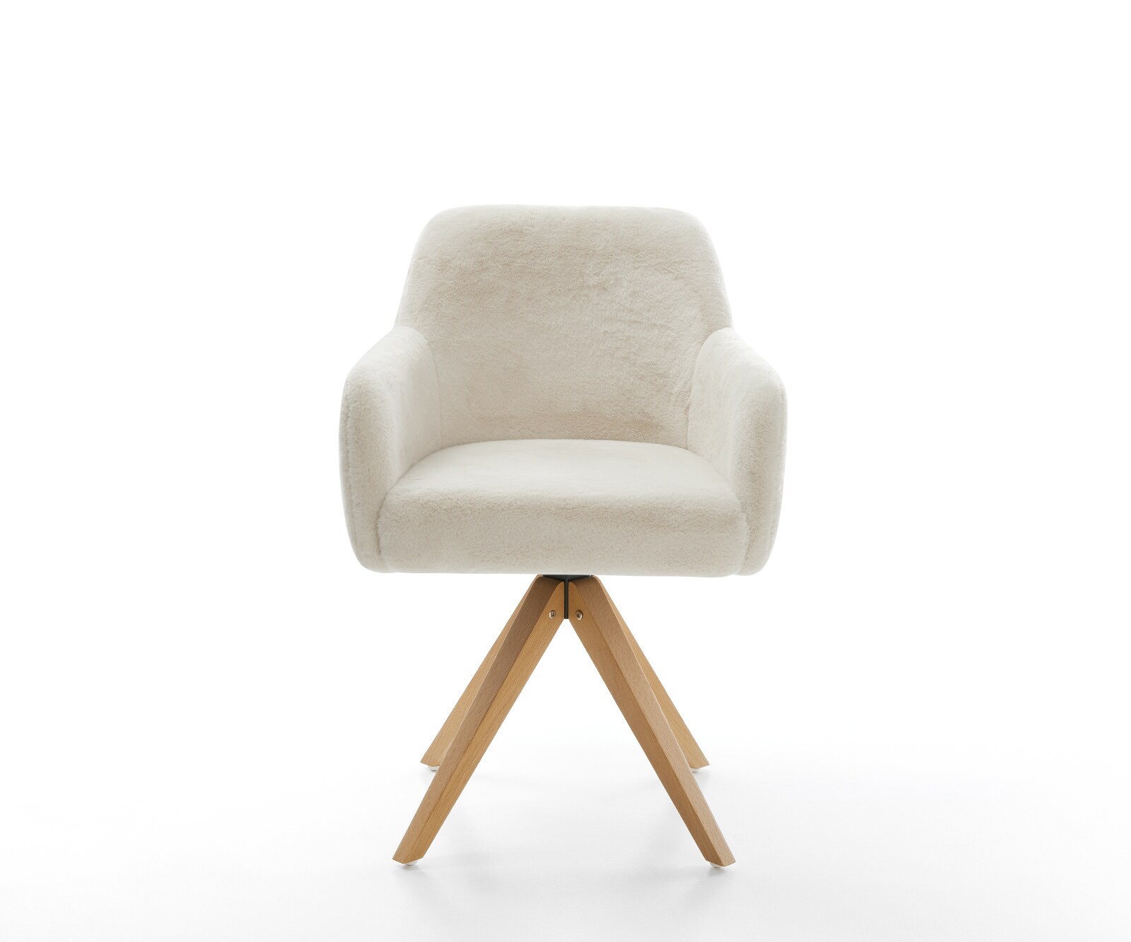 Draaistoel Greg-Flex pluchen crème-wit houten frame hoekig natuur 360° draaibaar pocketveer kern 2