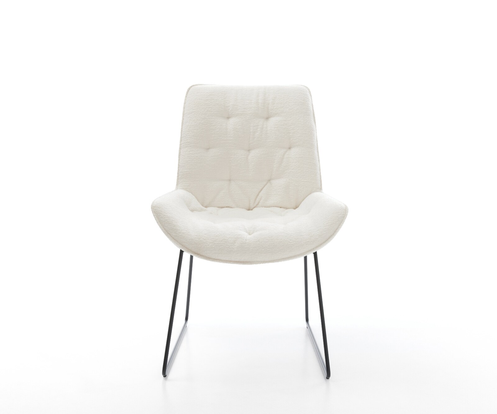 Eetkamerstoel Taimi-Flex bouclé zacht beige slipframe zwart 1