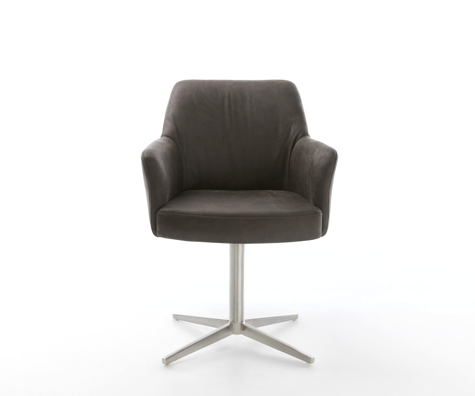 Draaistoel Xana-Flex met armleuning microvelours antraciet vintage kruispoot roestvrij staal 360° draaibaar pocketveer kern 2