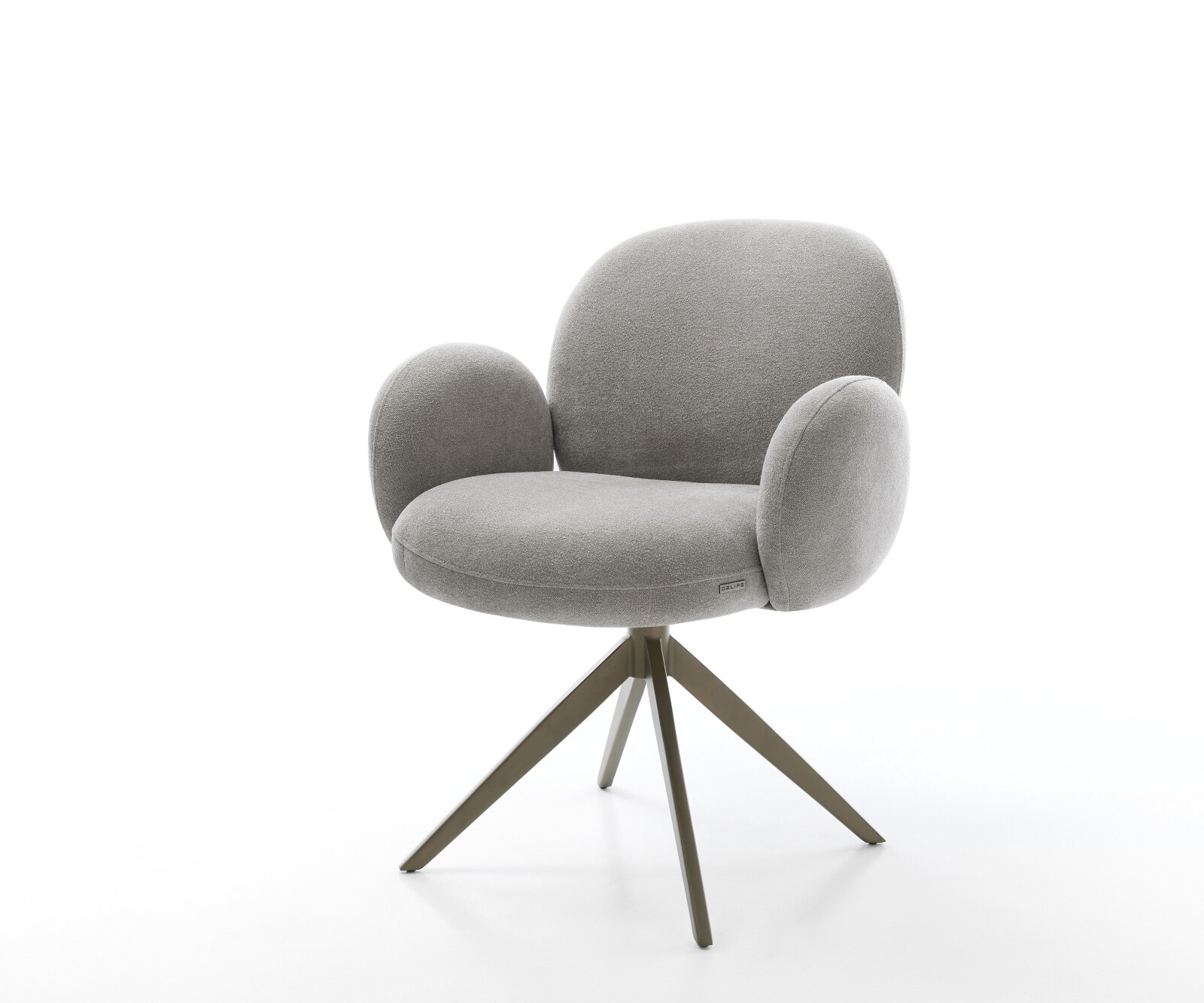 Draaistoel Nube-Flex met armleuning zachte stof met structuur grijs kruisframe breed afwerking met titanium 360° draaibaar rocker-functie pocketveer kern 1