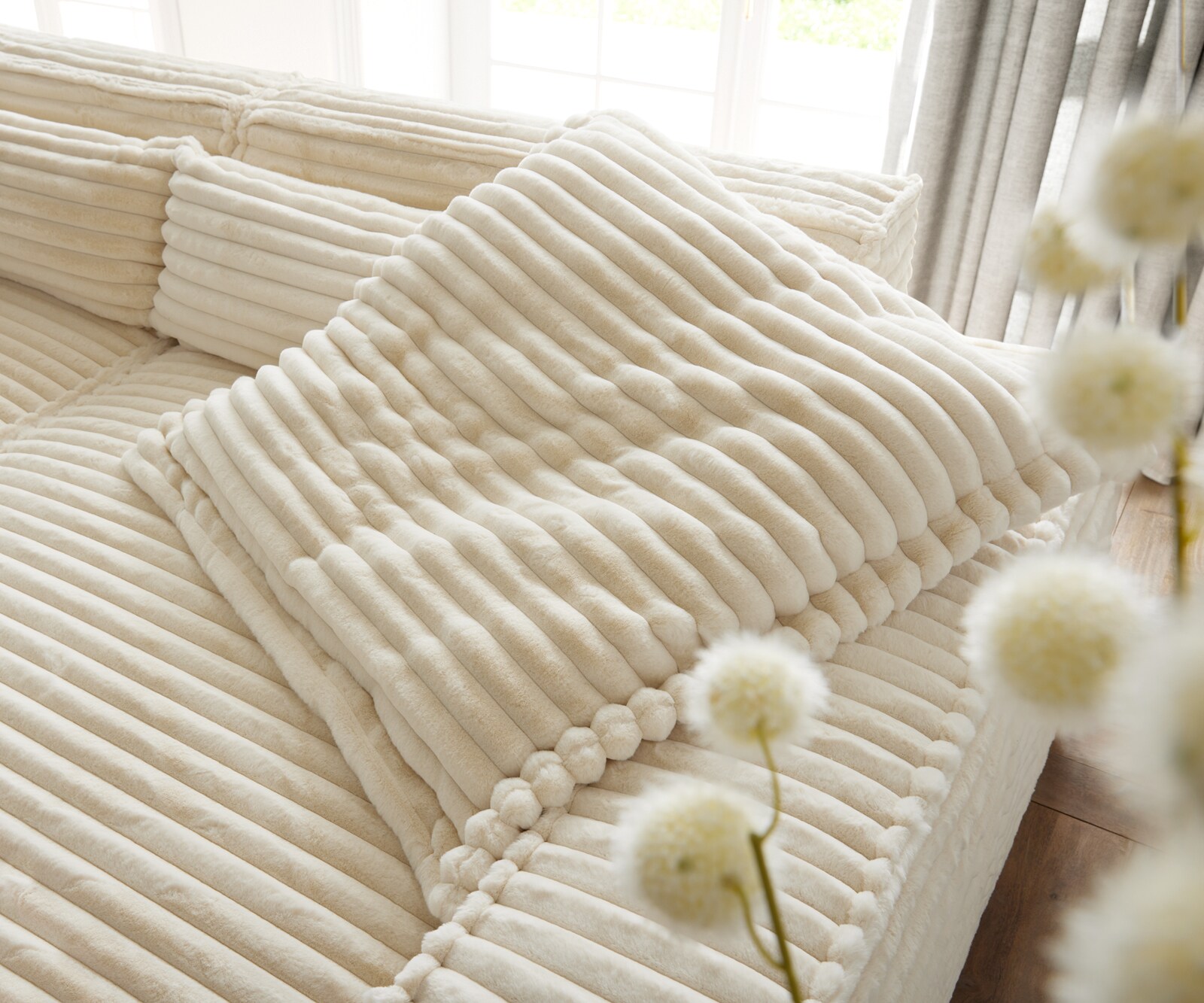 Hoekbank Sirpio XL 270x170 cm Pluche Koord Beige Recamiere Variabel 5 Hoekbank Sirpio XL 270x170 cm Pluche Koord Beige Recamiere Variabel 5