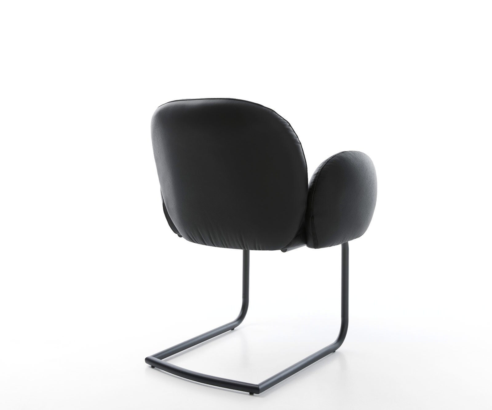 Sledemodel Nube-Flex met armleuning echt leer zwart sledemodel rond zwart pocketveer kern 4