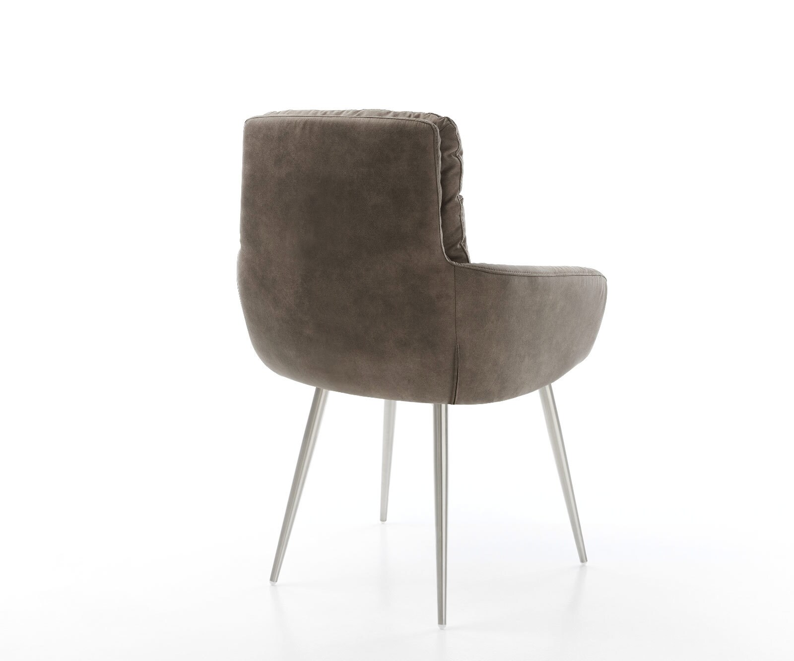 Eetkamerstoel Abelia-Flex met armleuning microvelours taupe vintage 4-poot conisch roestvrij staal 5