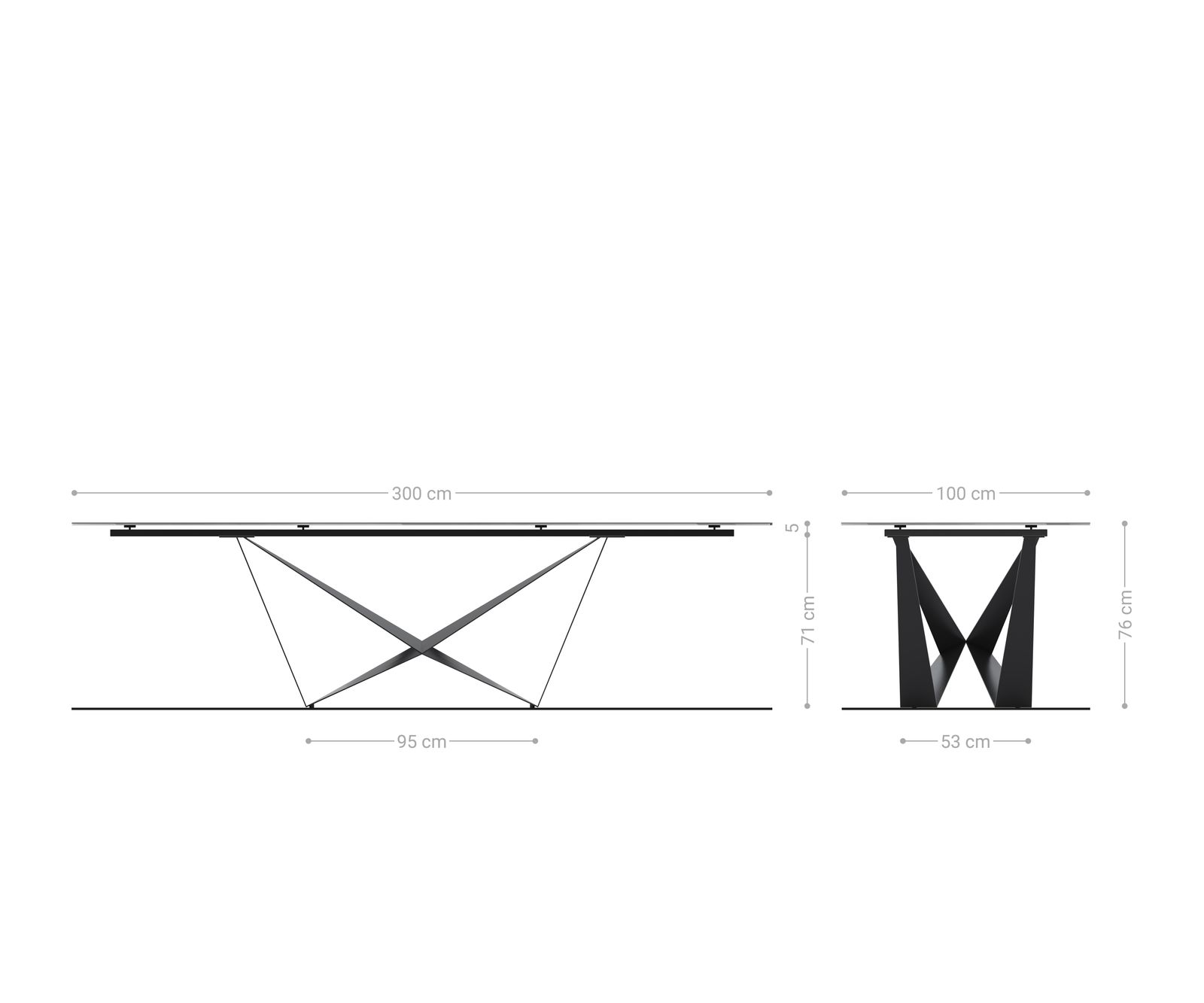 Eetkamertafel Edge 300x100 keramiek Minas Melange wit-beige spider vlak staal zwart 1 Eetkamertafel Edge 300x100 keramiek Minas Melange wit-beige spider vlak staal zwart 1