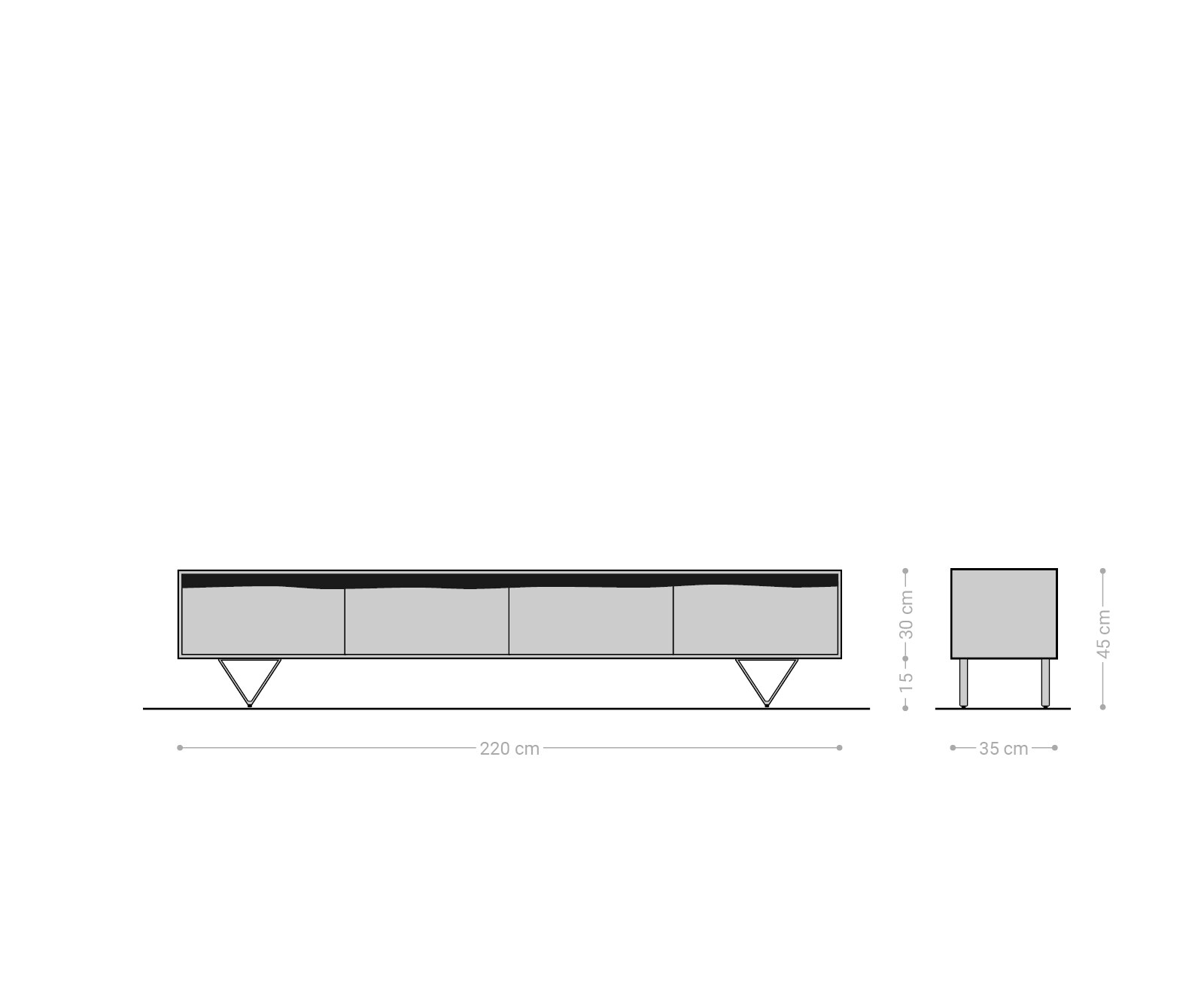 Tv-meubel Stonegrace  220x35 cm acacia natuur 4 deuren 4