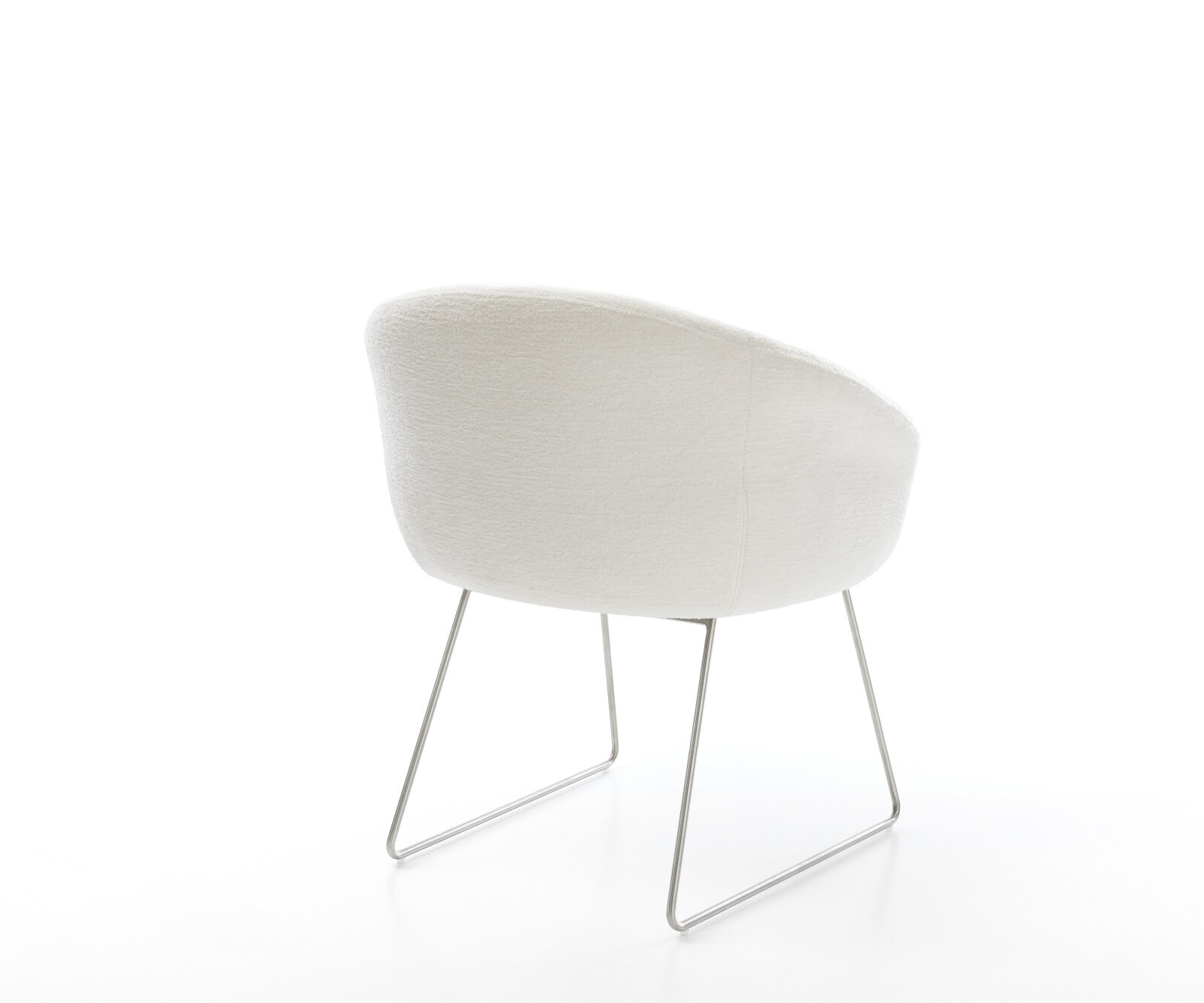 Eetkamerstoel Vinka-Flex met armleuning bouclé zacht beige slipframe roestvrij staal pocketveer kern 5