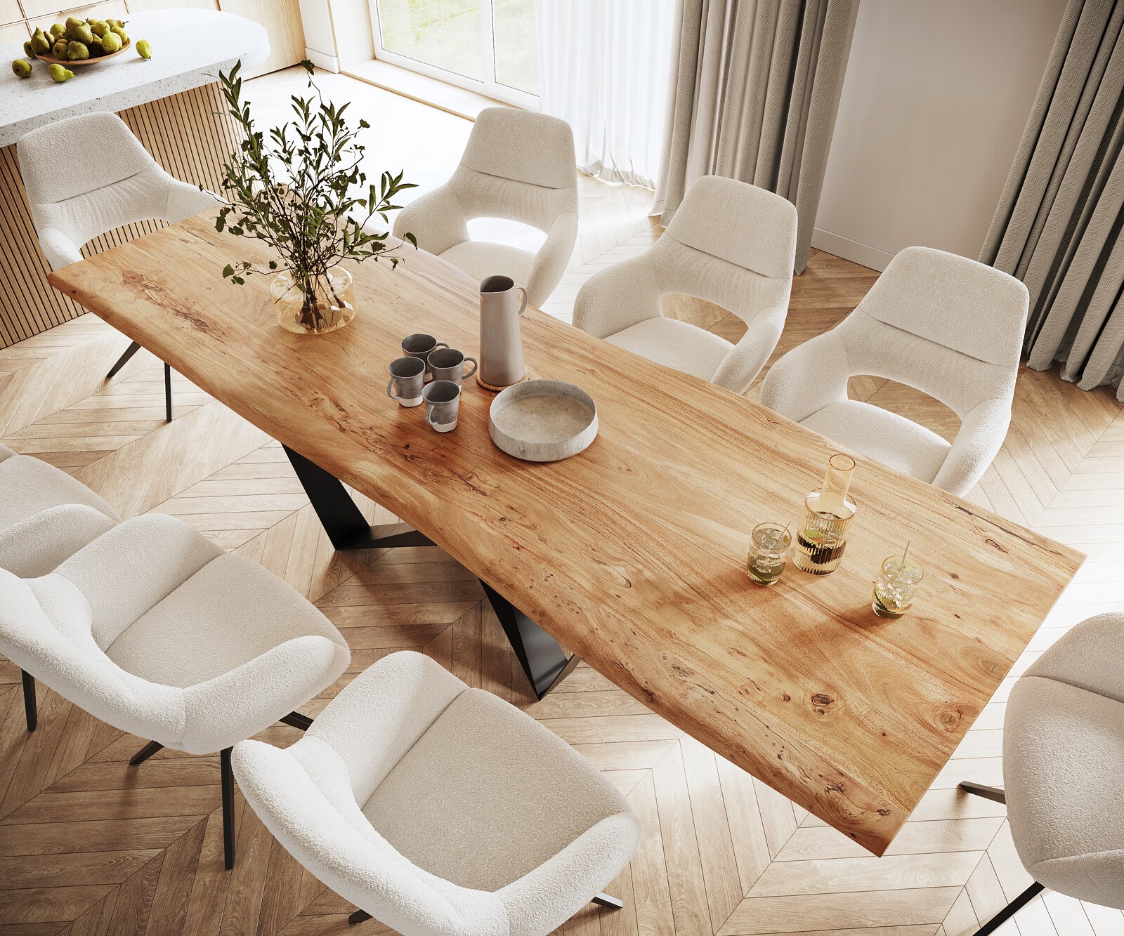 Eettafel Edge 300x100 acacia natuur Spider staal  zwart  Live-Edge 3