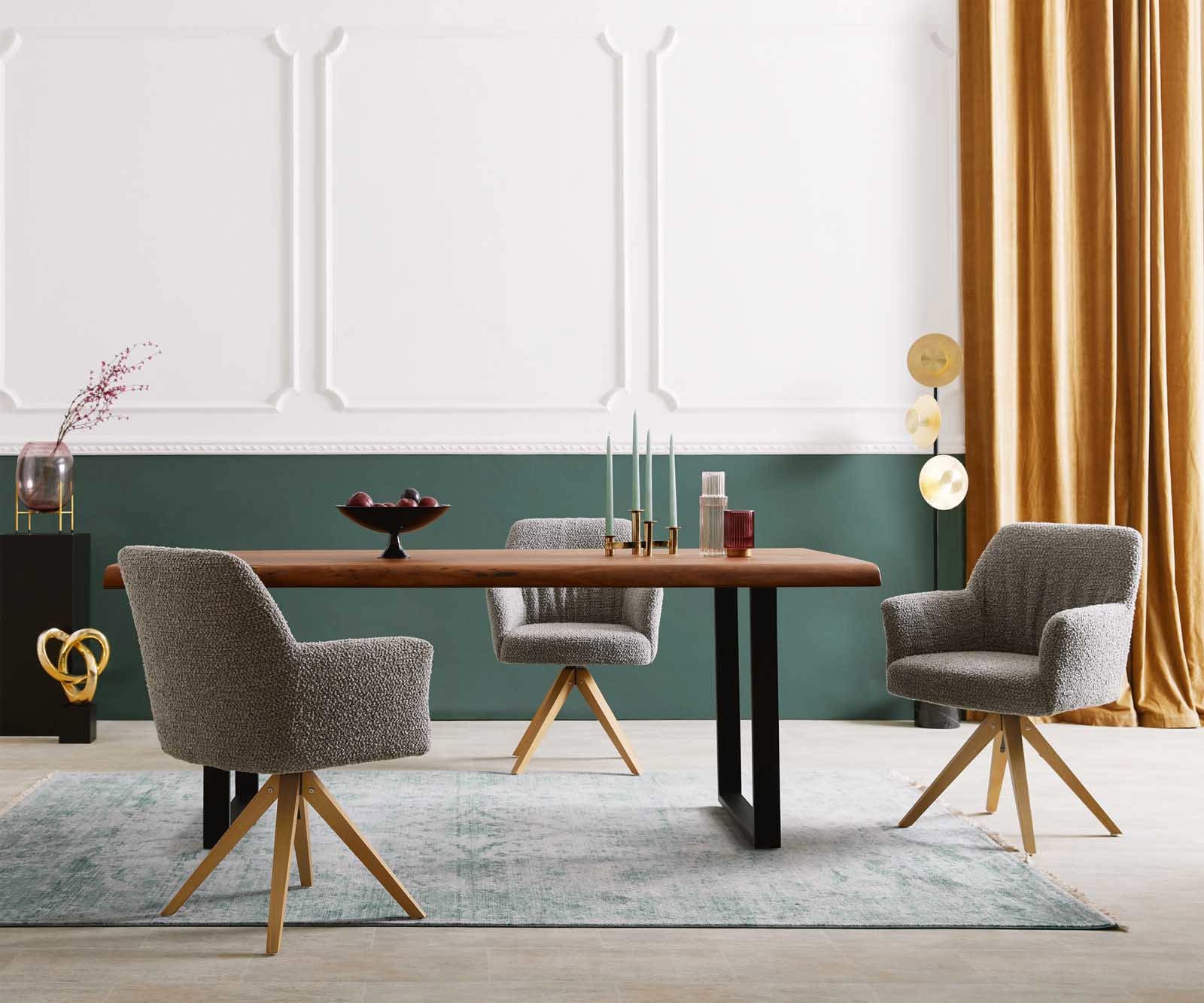 Draaistoel Xana-Flex met armleuning bouclé zilver grijs houten frame hoekig natuur 180° draaibaar pocketveer kern 5 Draaistoel Xana-Flex met armleuning bouclé zilver grijs houten frame hoekig natuur 180° draaibaar pocketveer kern 5