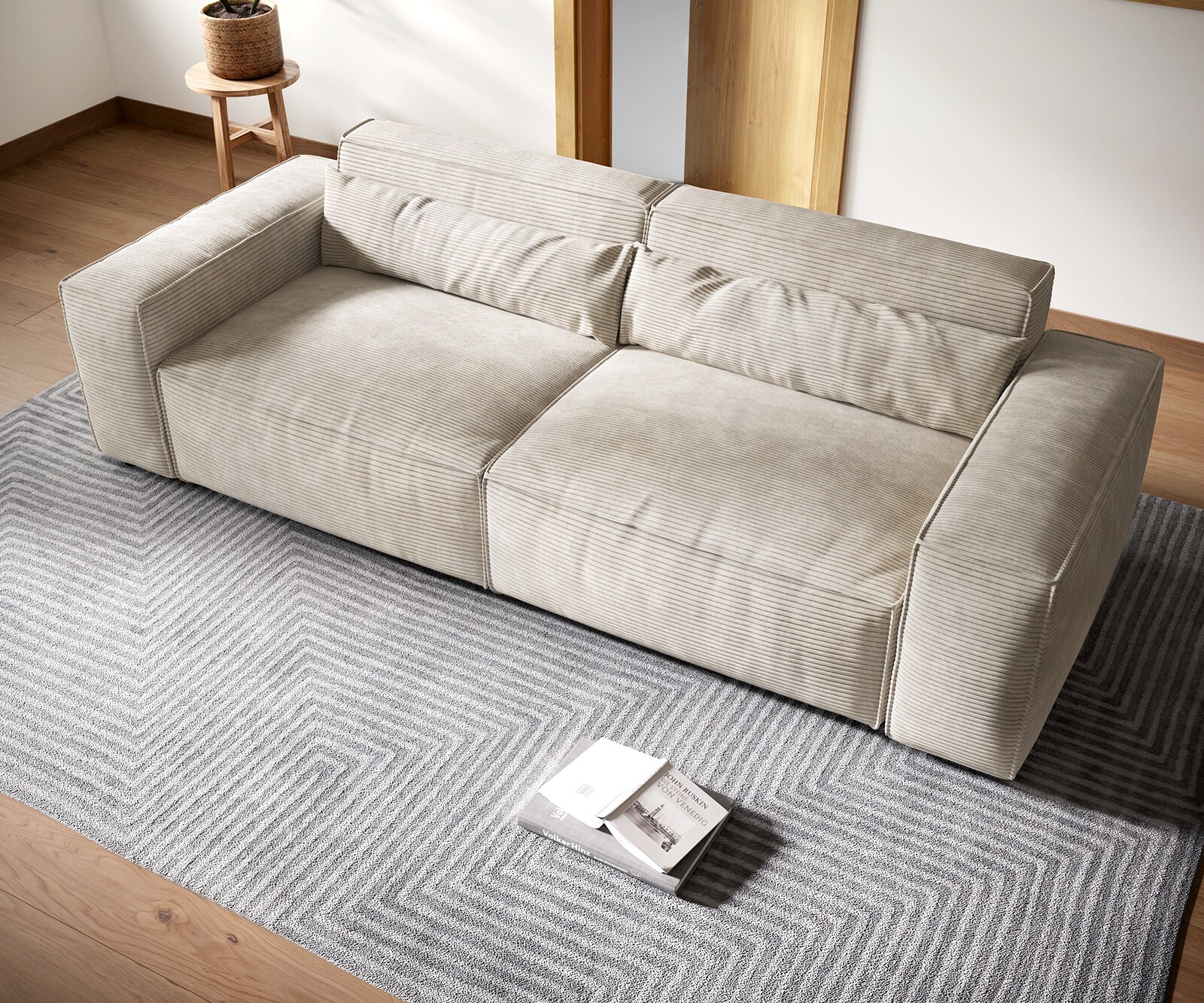 Grote bank Sirpio XL 270x130 cm koorduroy beige 3 Grote bank Sirpio XL 270x130 cm koorduroy beige 3