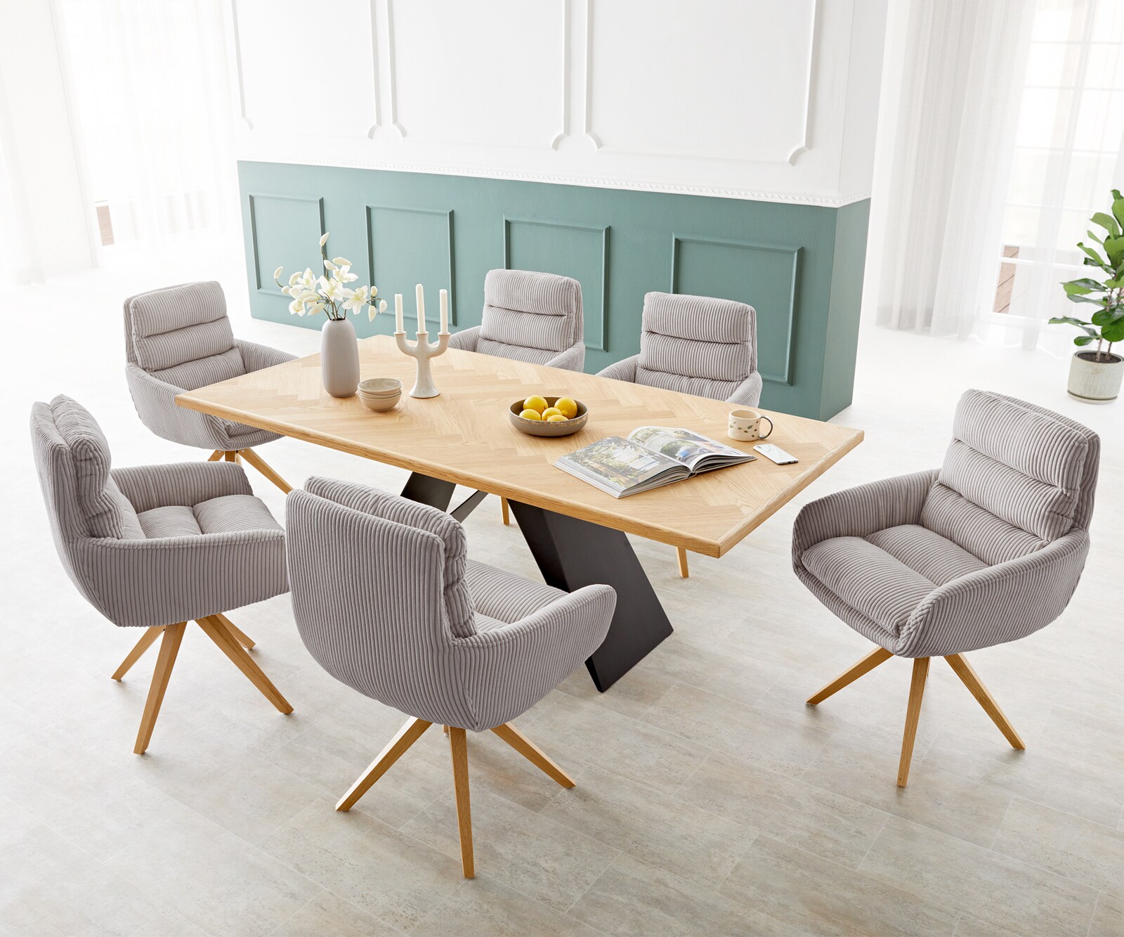 Eetkamerstoel Abelia-Flex met armleuning koord zilver grijs houten frame hoekig natuur 3 Eetkamerstoel Abelia-Flex met armleuning koord zilver grijs houten frame hoekig natuur 3