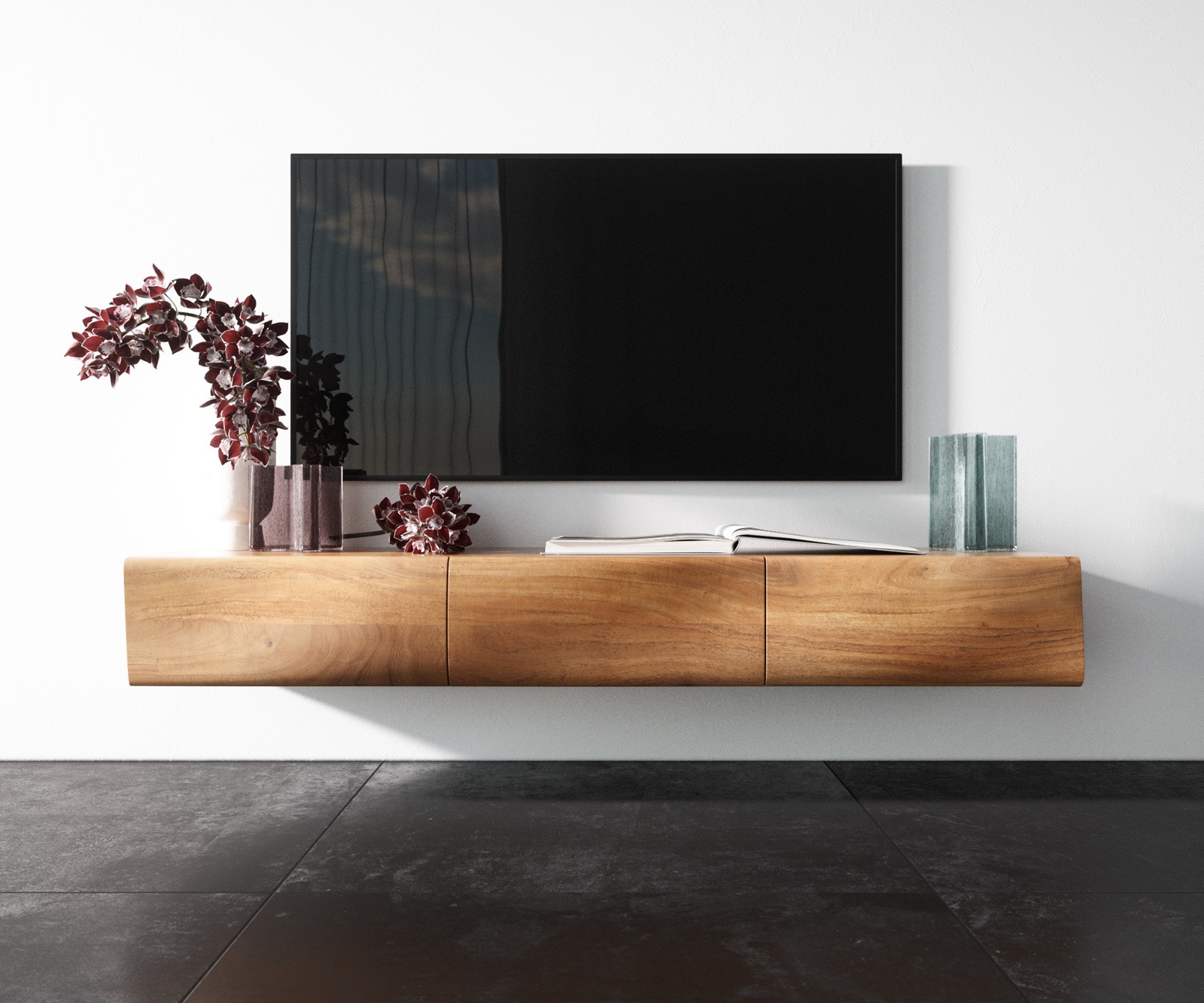 Tv-meubel New Live-Edge 145 cm acacia natuur 3 deurs zwevend 3 Tv-meubel New Live-Edge 145 cm acacia natuur 3 deurs zwevend 3