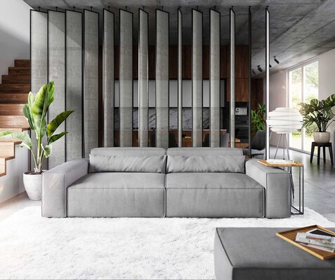 Big-sofa Sirpio XL 270x130 cm microvezel grijs met kruk