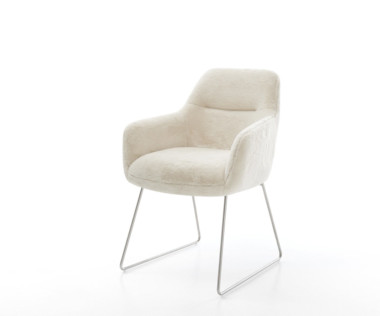 Eetkamerstoel Pejo-Flex pluchen crème-wit slipframe roestvrij staal pocketveer kern 1