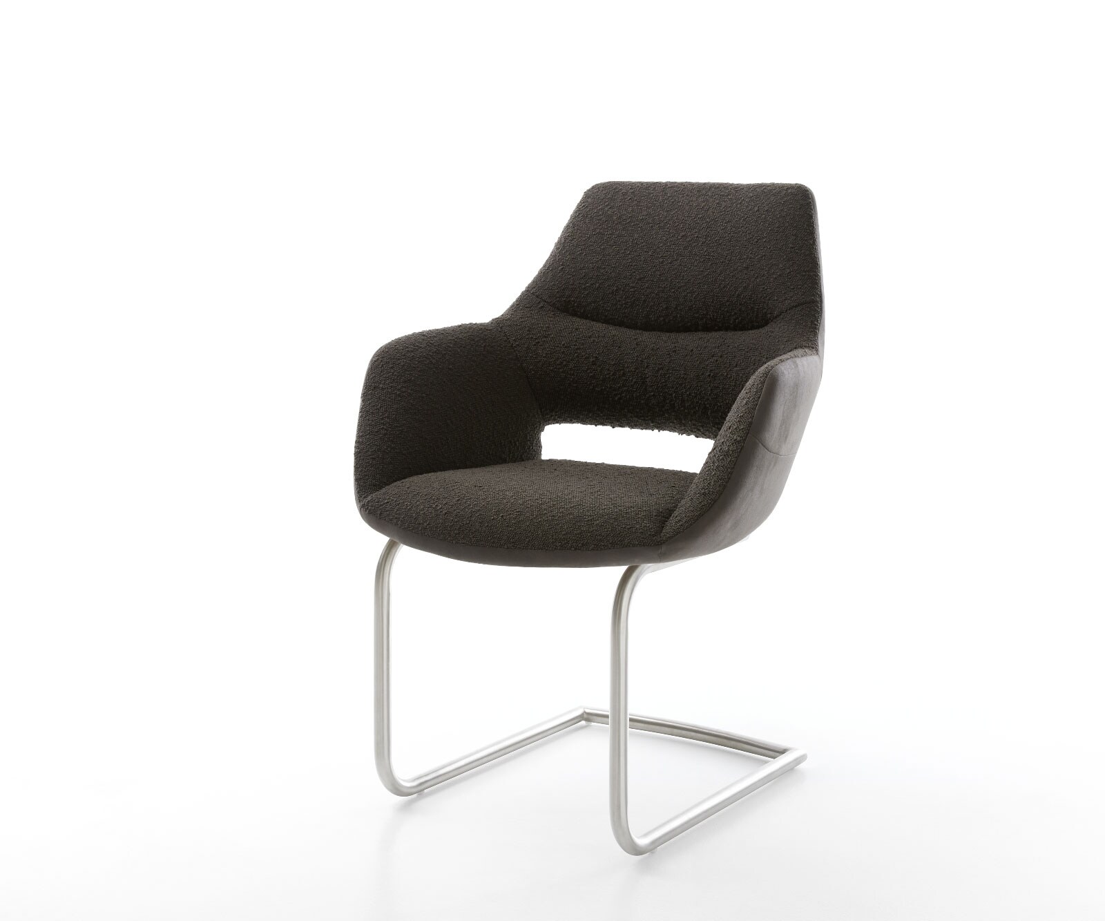 Sledemodel Yago-Flex met armleuning materiaalmix zwart sledemodel rond roestvrij staal pocketveer kern