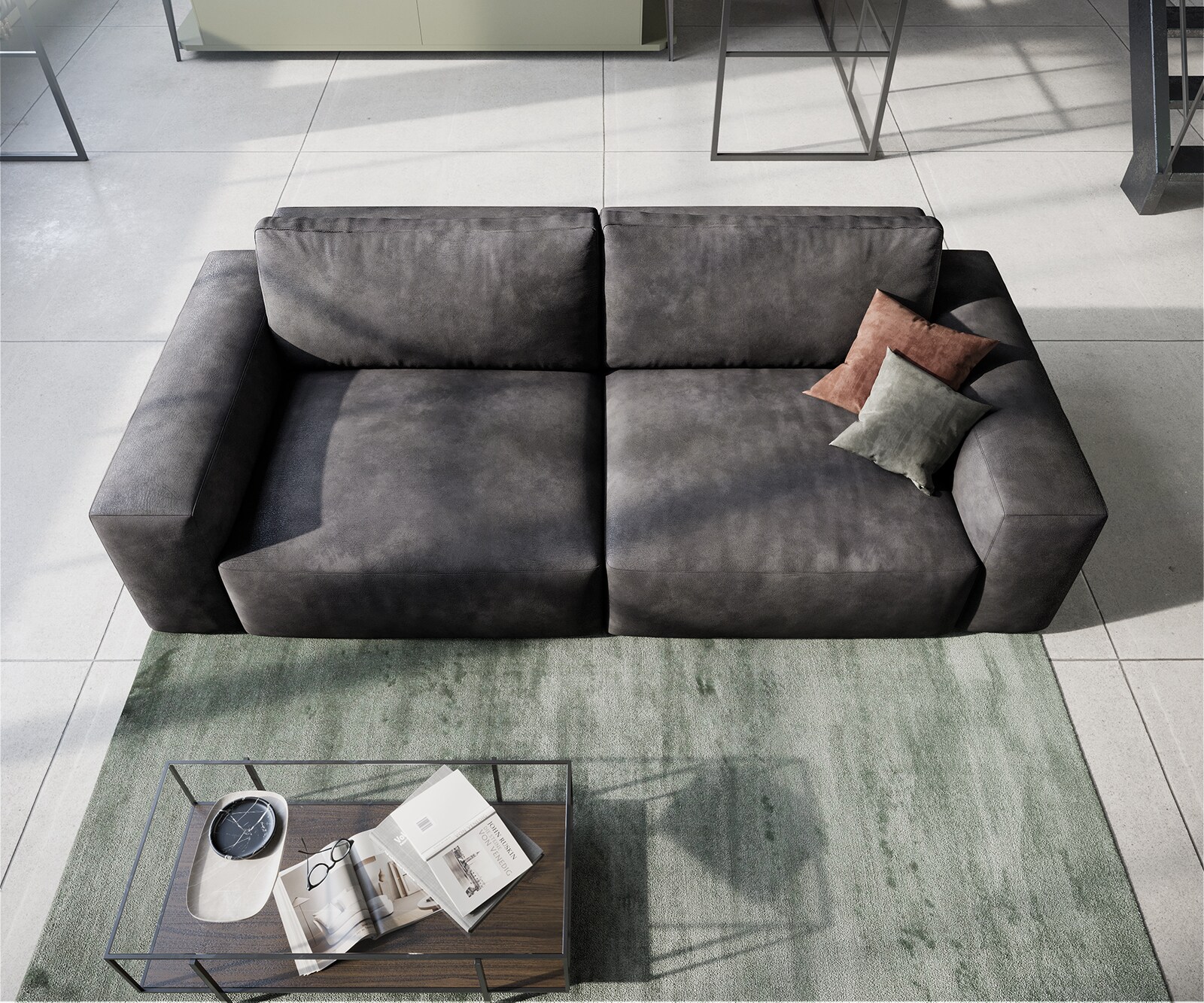 Big-sofa Lanzo 230x95 cm kunstleer vintage antraciet 3