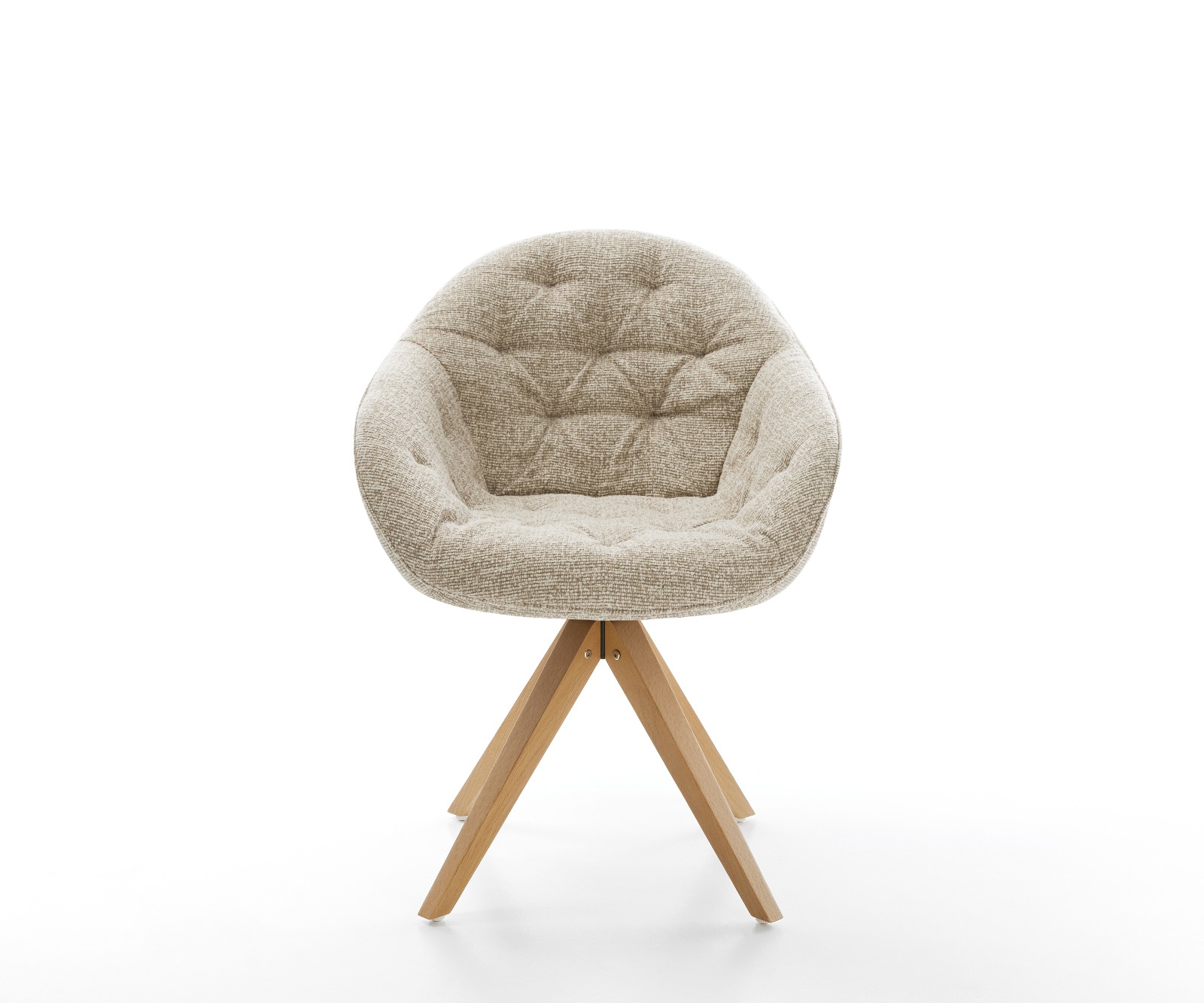 Draaistoel Gaio-Flex geweven stof beige houten frame hoekig natuur 180° draaibaar 2