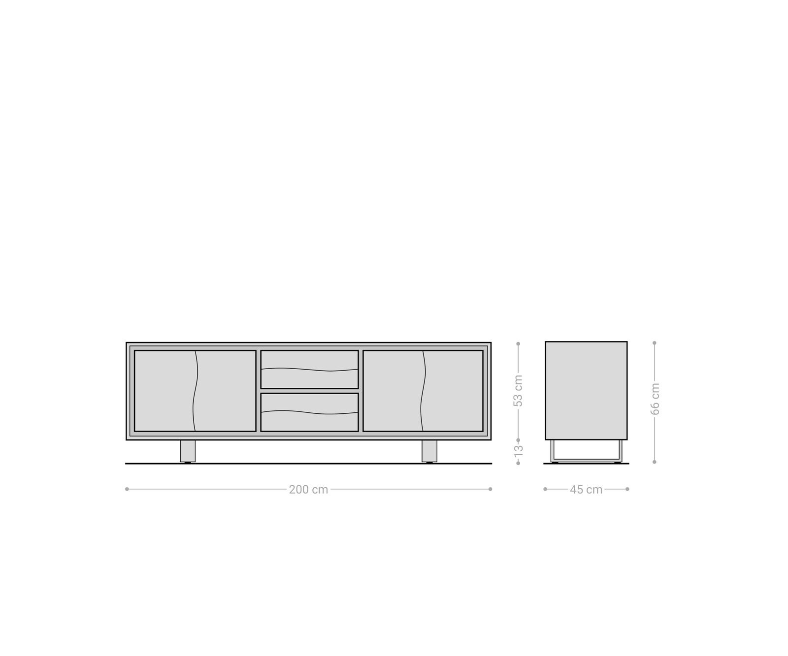 TV-meubel Live-Edge 200 cm acacia natuur 4 deuren 2 laden 6