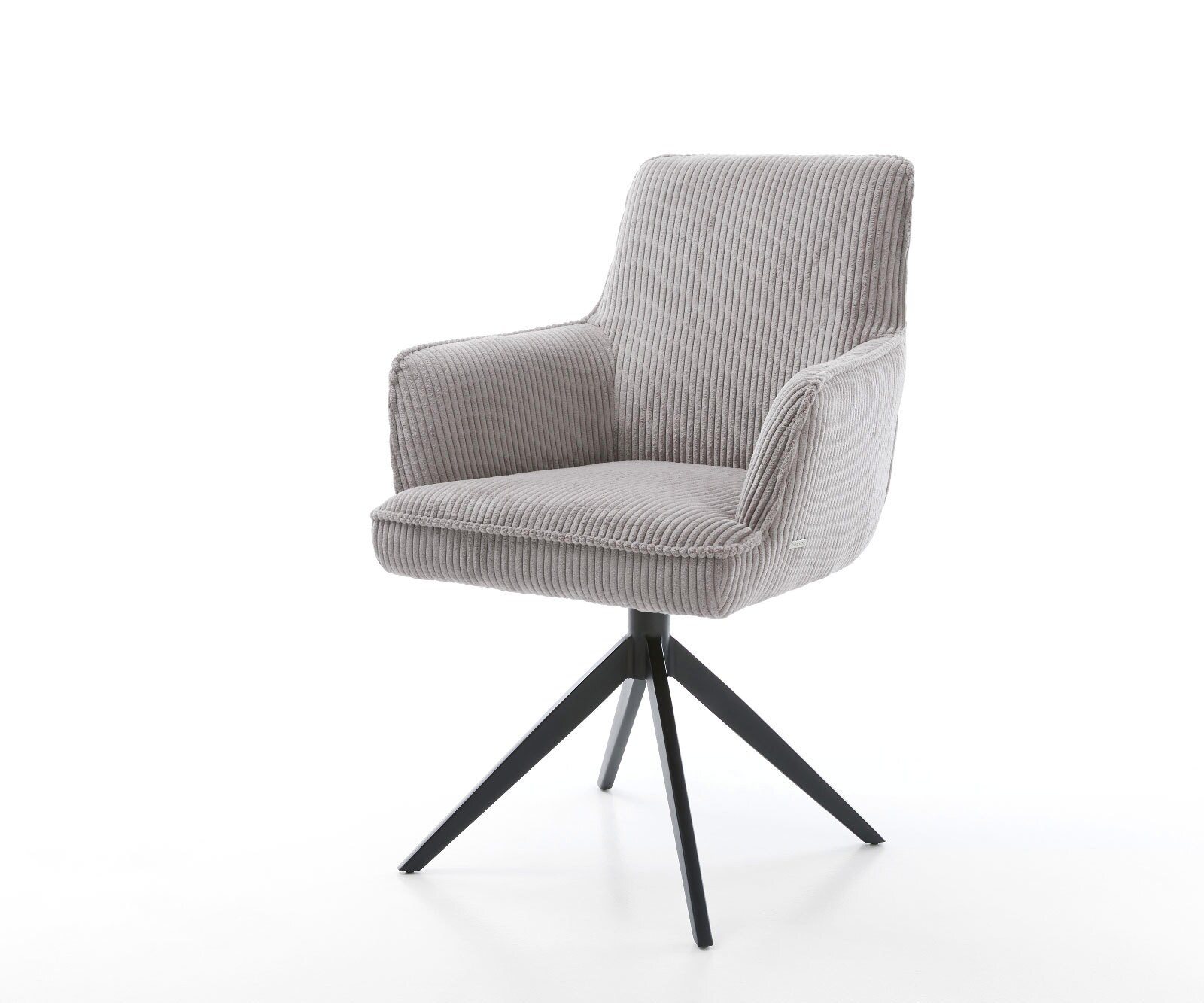 Draaistoel Heira-Flex met armleuning koord zilver grijs kruisframe breed zwart 360° draaibaar rocker-functie pocketveer kern