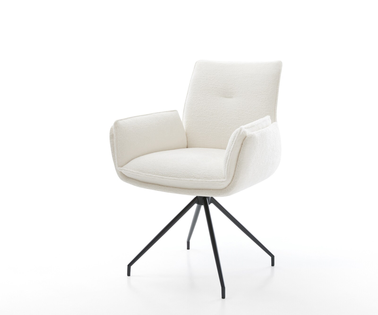 Eetkamerstoel Nela-Flex bouclé zacht beige kruisframe conisch zwart