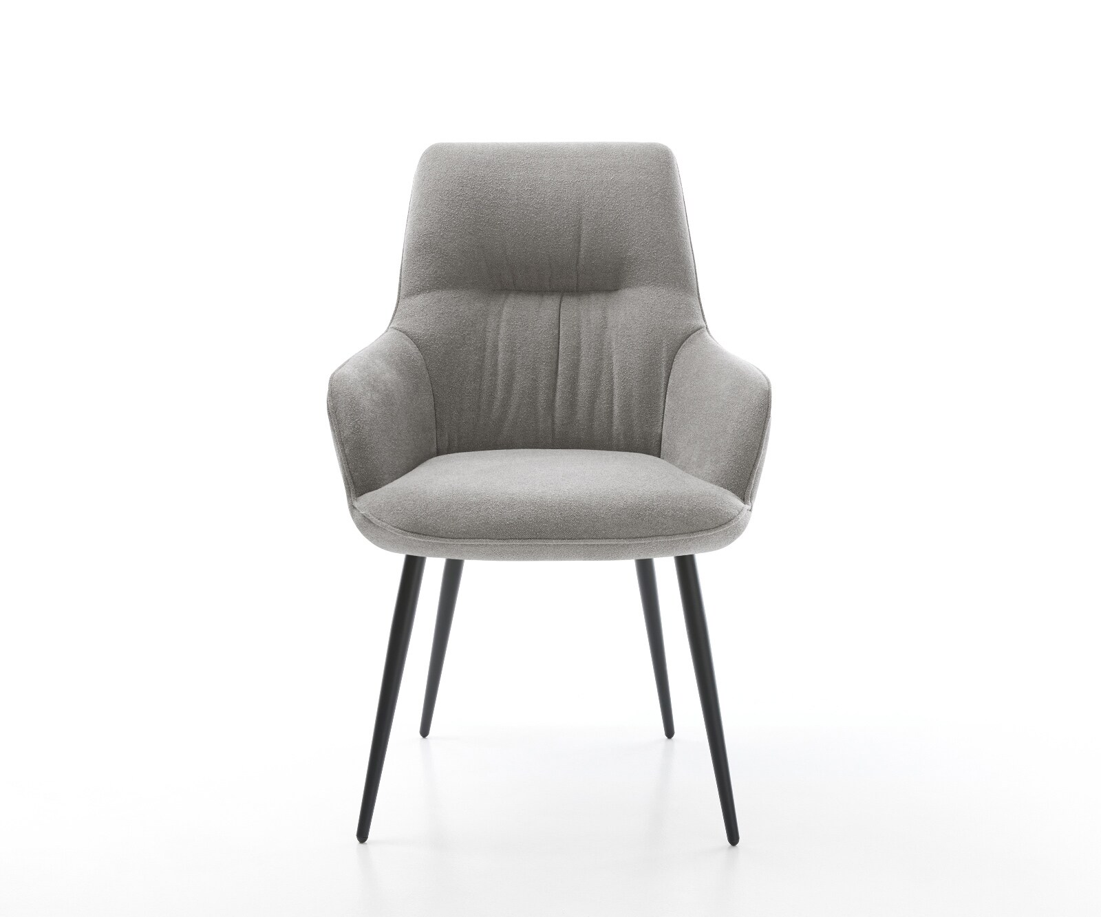 Eetkamerstoel Zelia-Flex met armleuning zachte stof met structuur grijs 4-poot conisch zwart pocketveer kern 2
