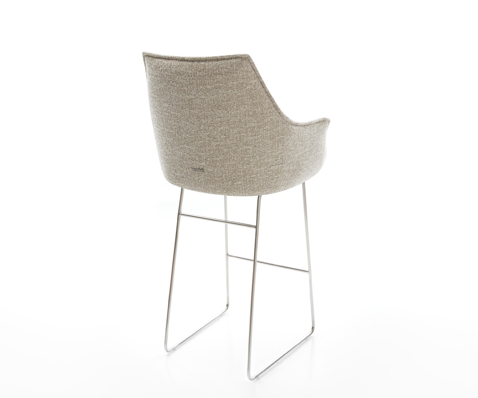 Barstoel Alja-Flex Zachte Geweven stof Beige Sledeonderstel roestvrij staal Zilver Pocketvering 5