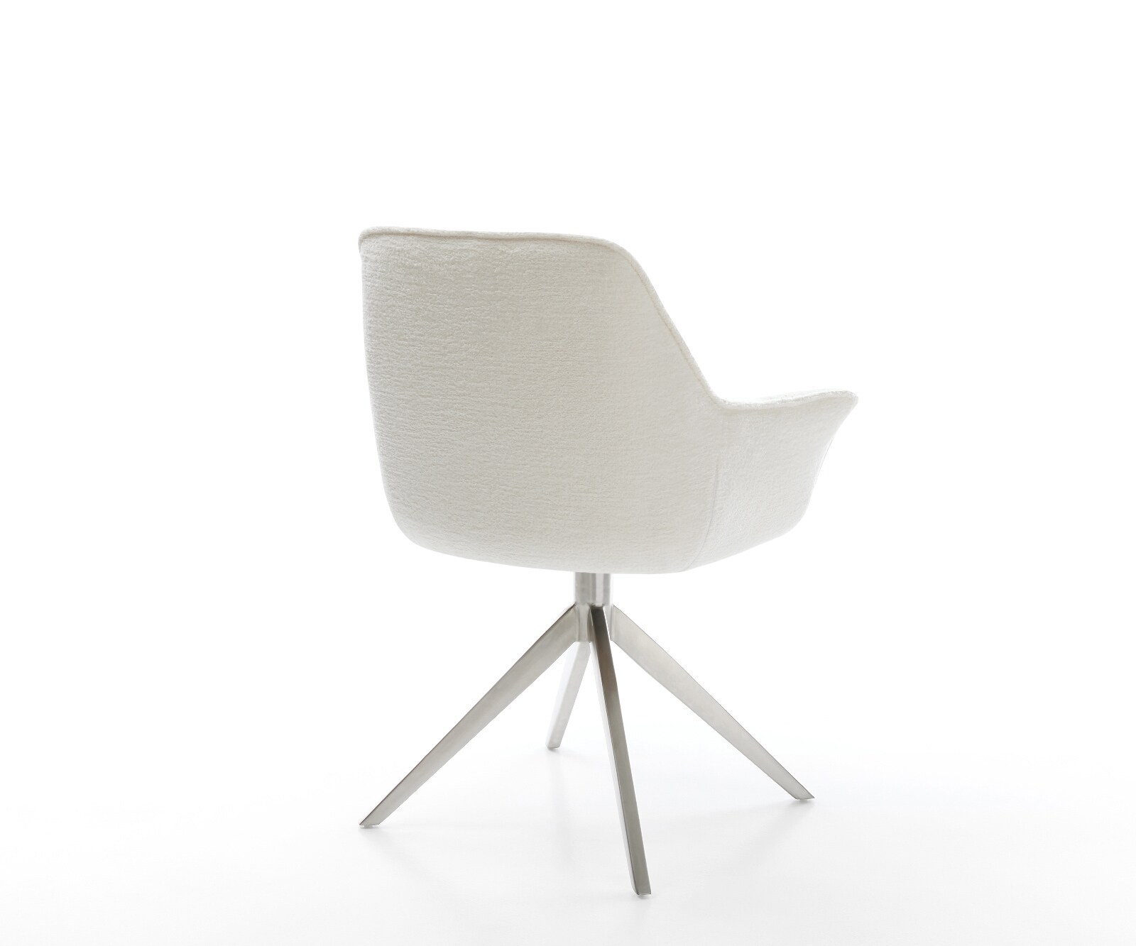 Draaistoel Kaira-Flex bouclé zacht beige kruisframe breed roestvrij staal 360° draaibaar rocker-functie 5