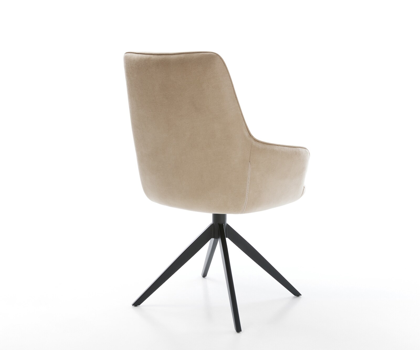 Draaistoel Zelia-Flex met armleuning microvelours beige vintage kruisframe breed zwart 360° draaibaar rocker-functie pocketveer kern 5
