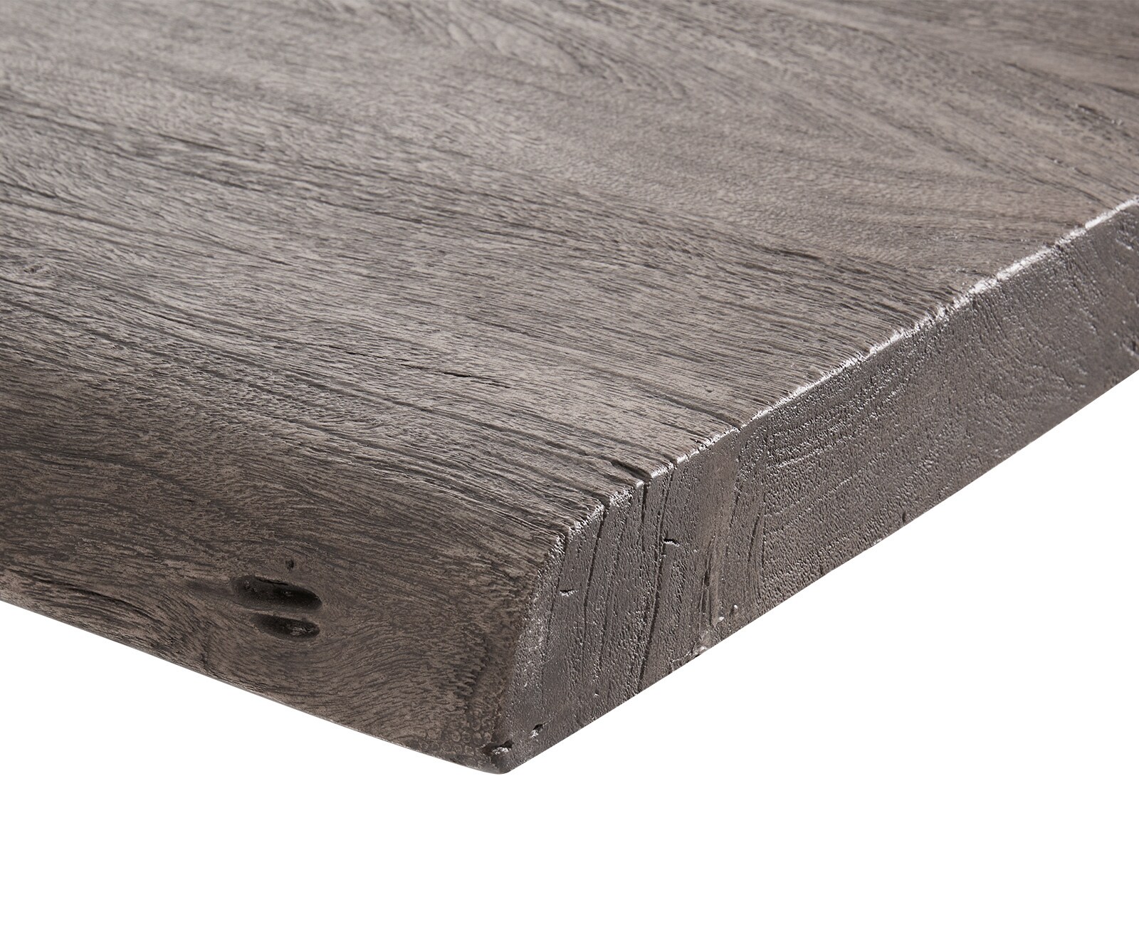 Eettafel Edge 200x100 XL acacia Platin Troa RVS geborsteld Live-Edge 4