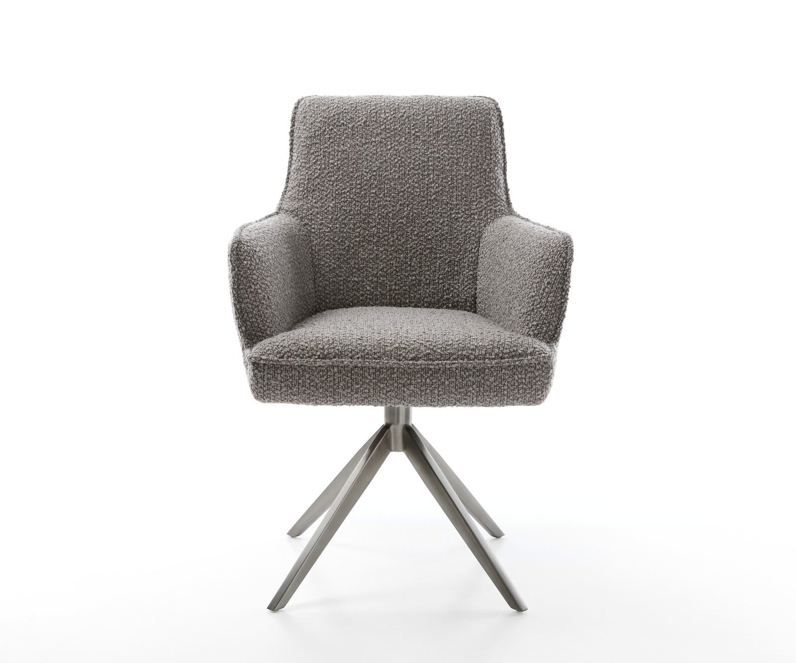 Draaistoel Heira-Flex met armleuning bouclé zilver grijs kruisframe breed grafiet 360° draaibaar rocker-functie pocketveer kern 2
