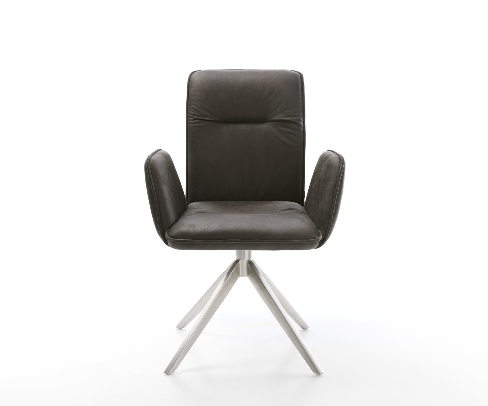 Draaistoel Vinja-Flex microvelours antraciet vintage kruisframe breed roestvrij staal 360° draaibaar rocker-functie 1